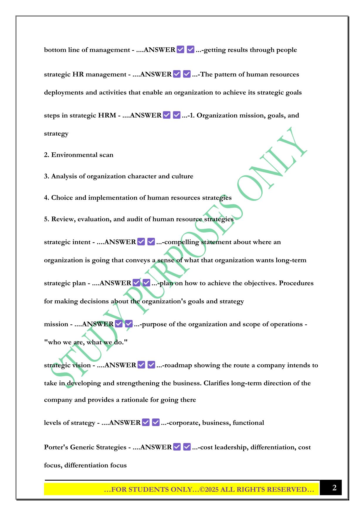 BMGT 205 - HR MIDTERM EXAM 2025 QUESTIONS AND ANSWERS