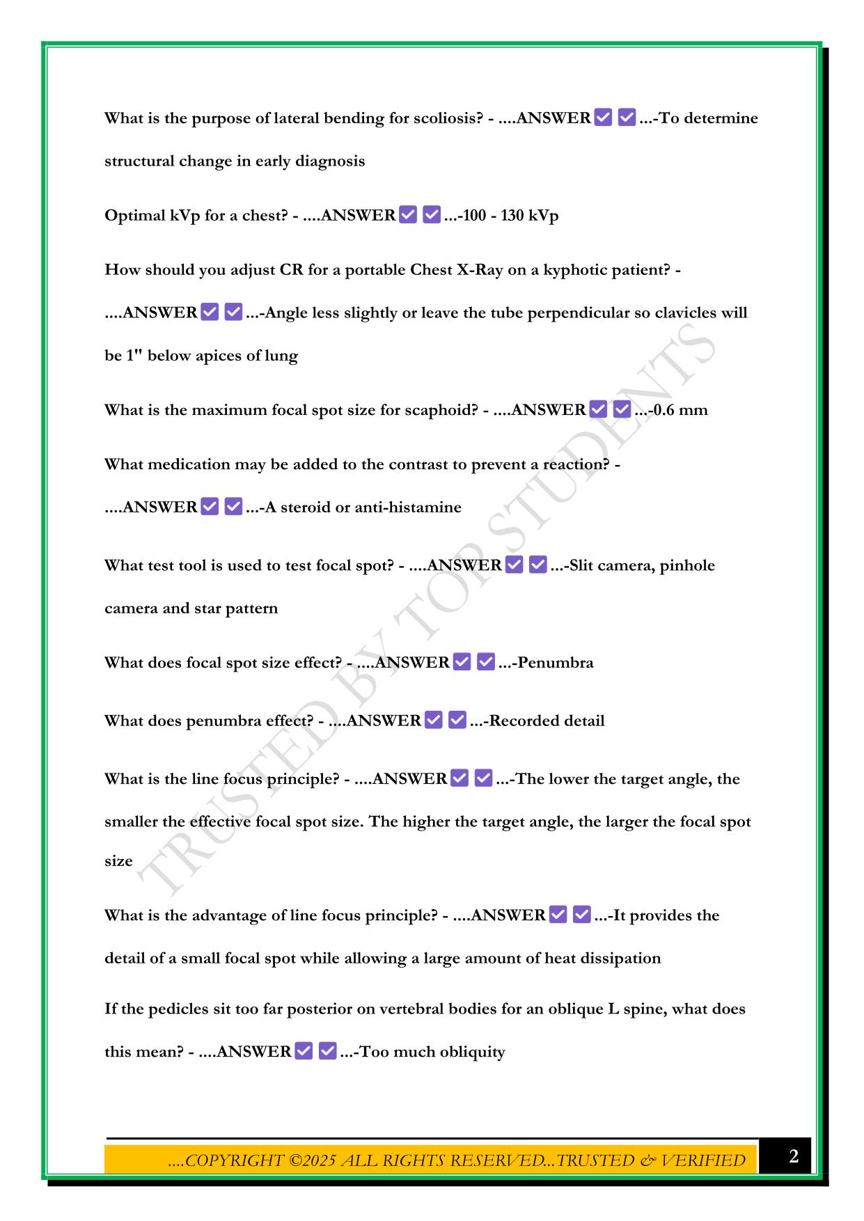 CAMRT EXAM QUESTIONS WITH CORRECT ANSWERS