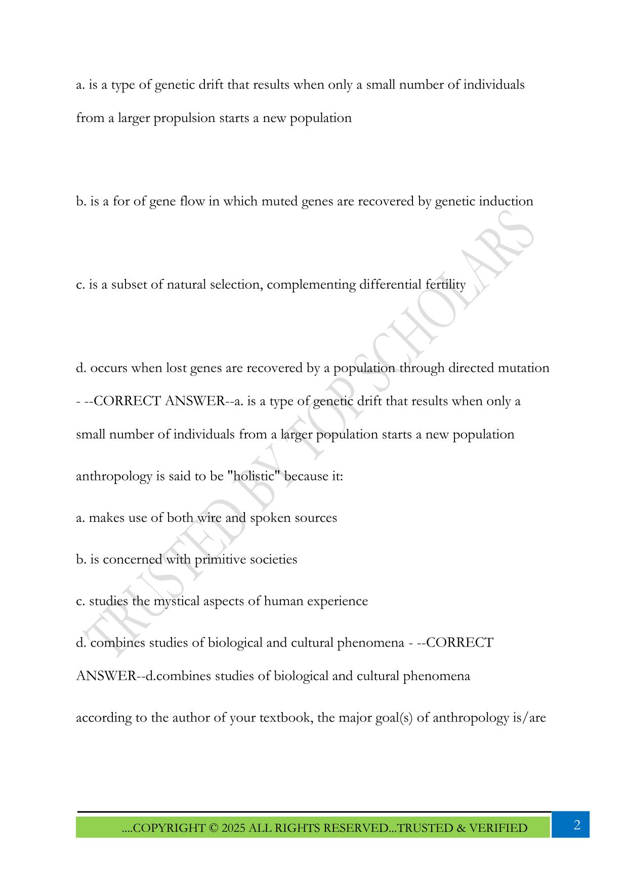 Anthro exam 1 wvu 2025 Questions and Answers