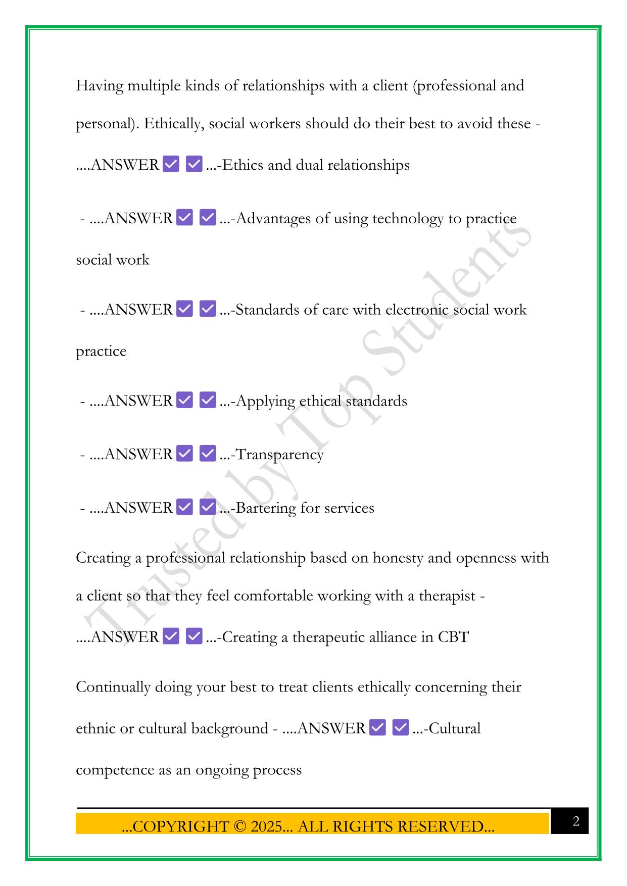 MSW COMP EXAM 2025 QUESTIONS AND ANSWERS
