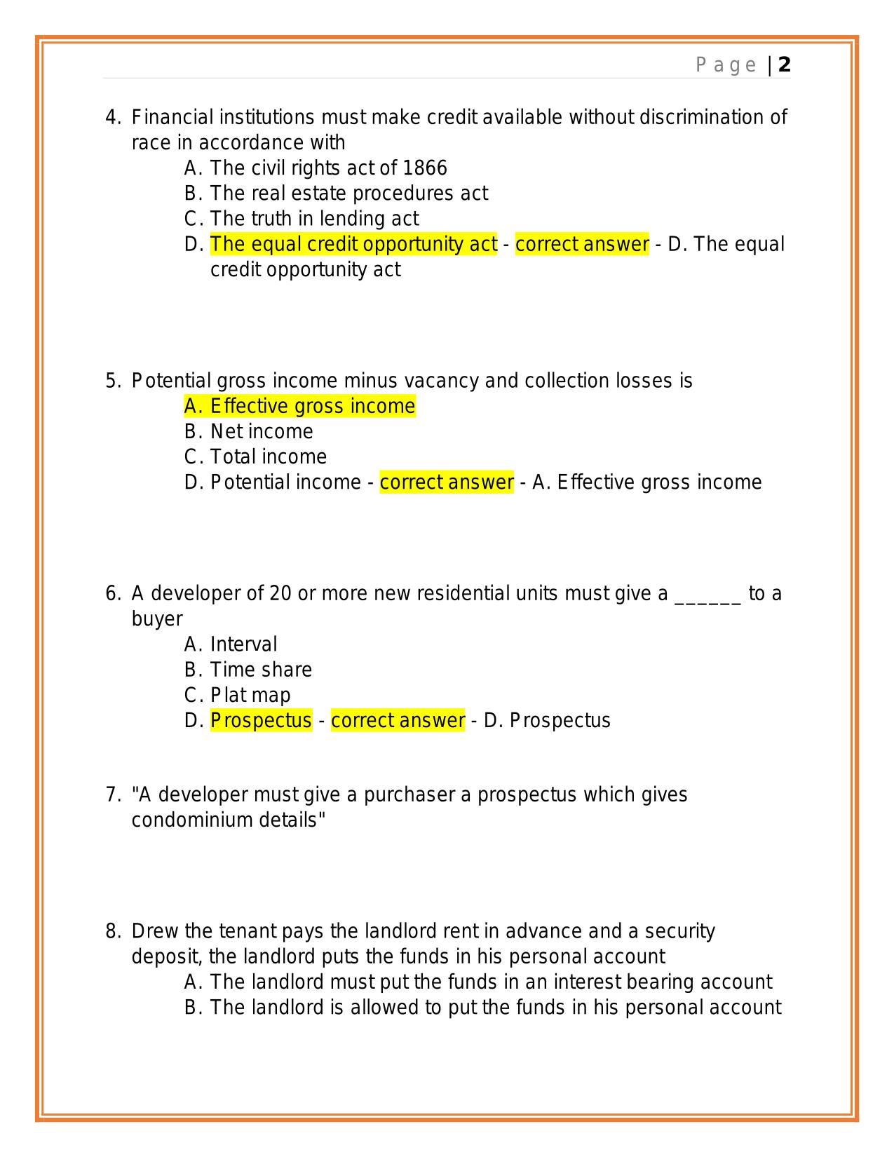 FLORIDA REAL ESTATE EXAM 2025 QUESTIONS AND ANSWERS.