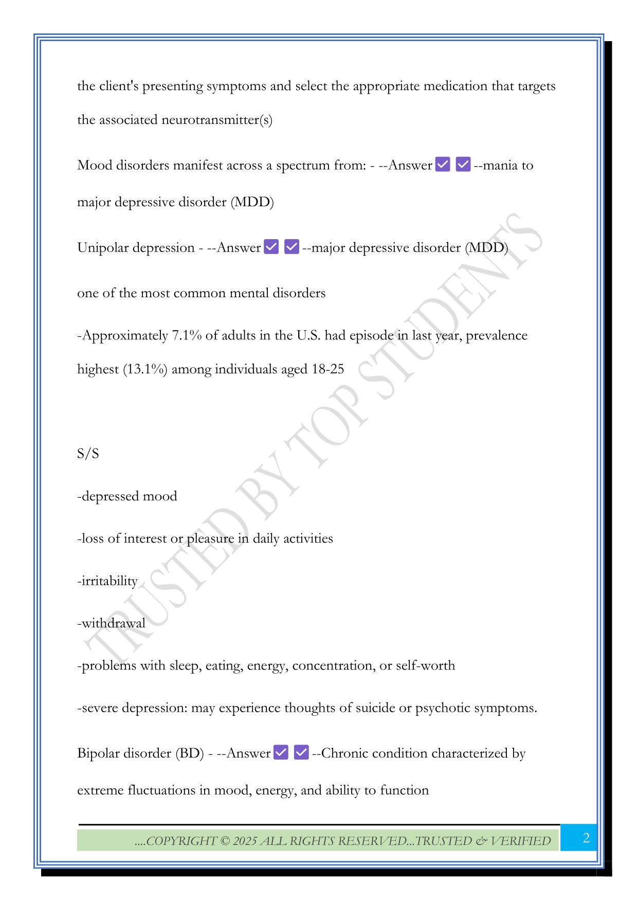 NR546 Week 5 test your knowledge Exam 2025 Questions and Answers