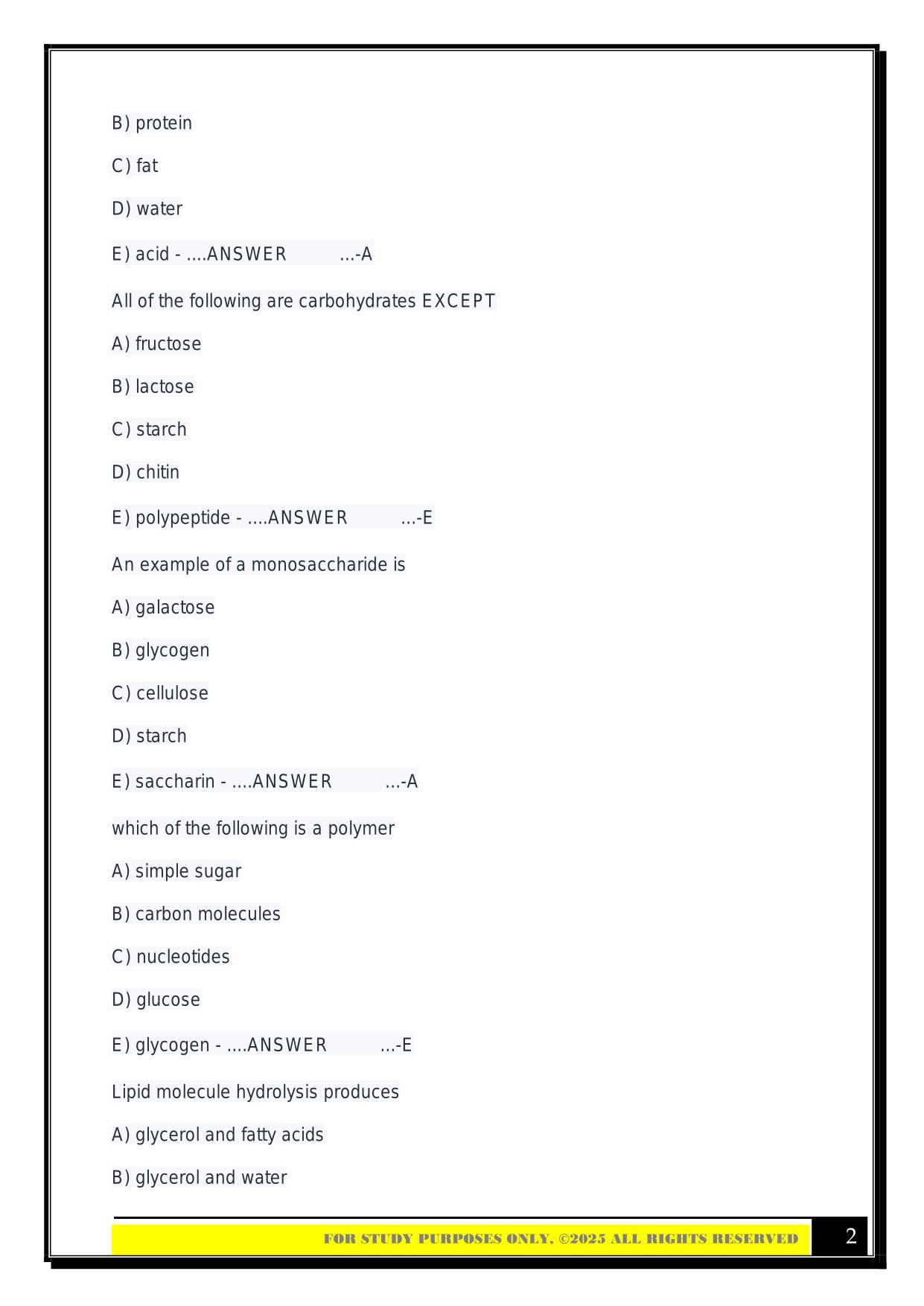 Biology 100 Final Exam 2025 Questions and Answers