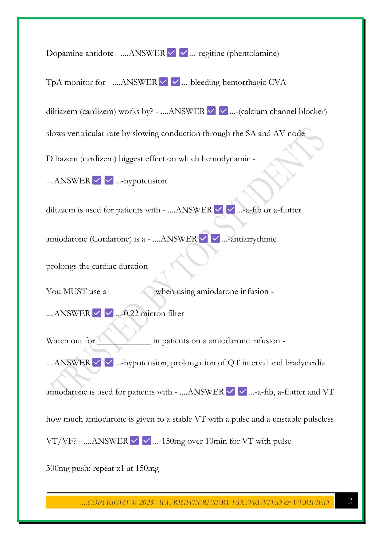 BKAT ICU POST TEST 2025 QUESTIONS AND ANSWERS