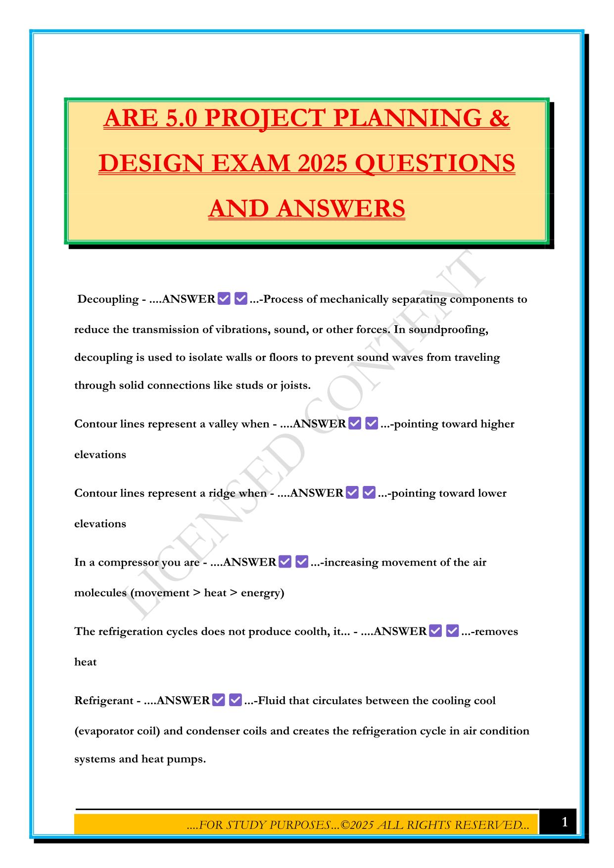 ARE 5.0 PROJECT PLANNING & DESIGN EXAM 2025 QUESTIONS AND ANSWERS