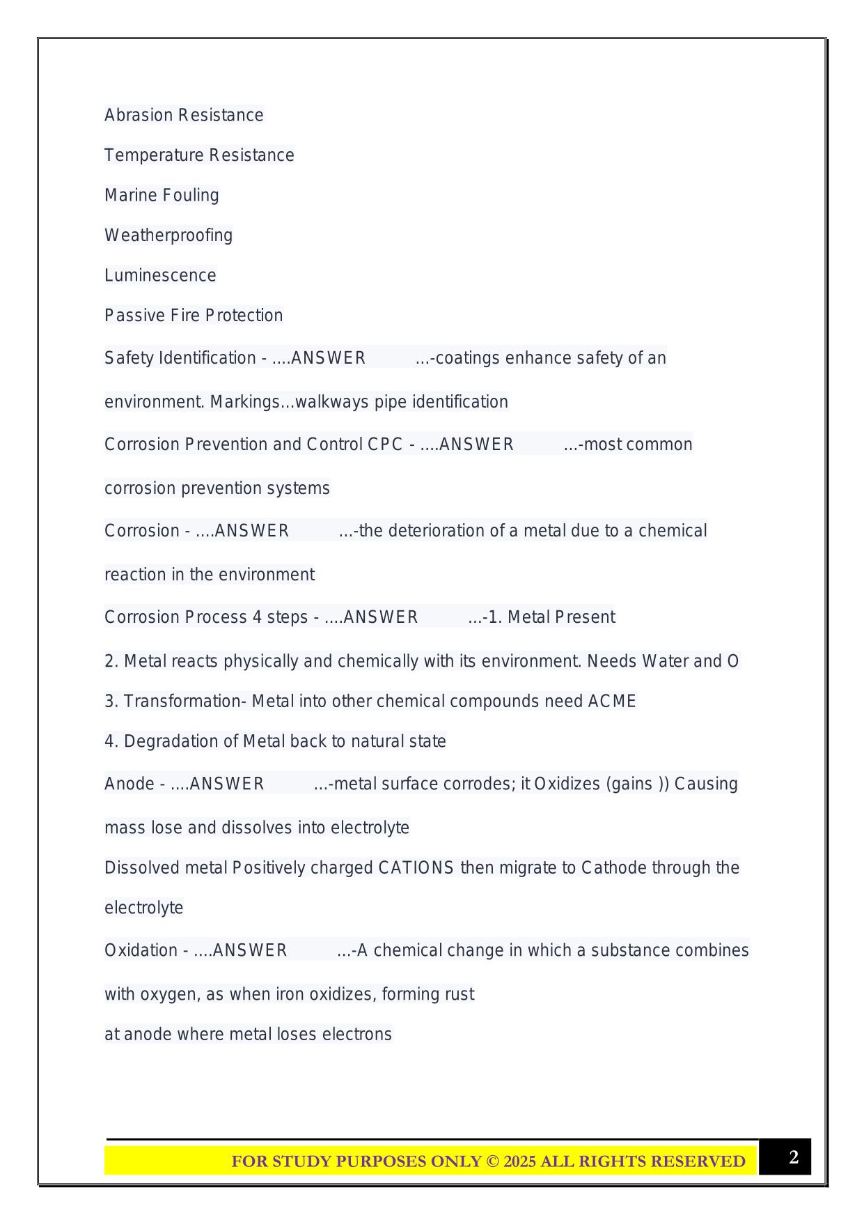 AMPP CIP Level 1 2025 Questions and Answers