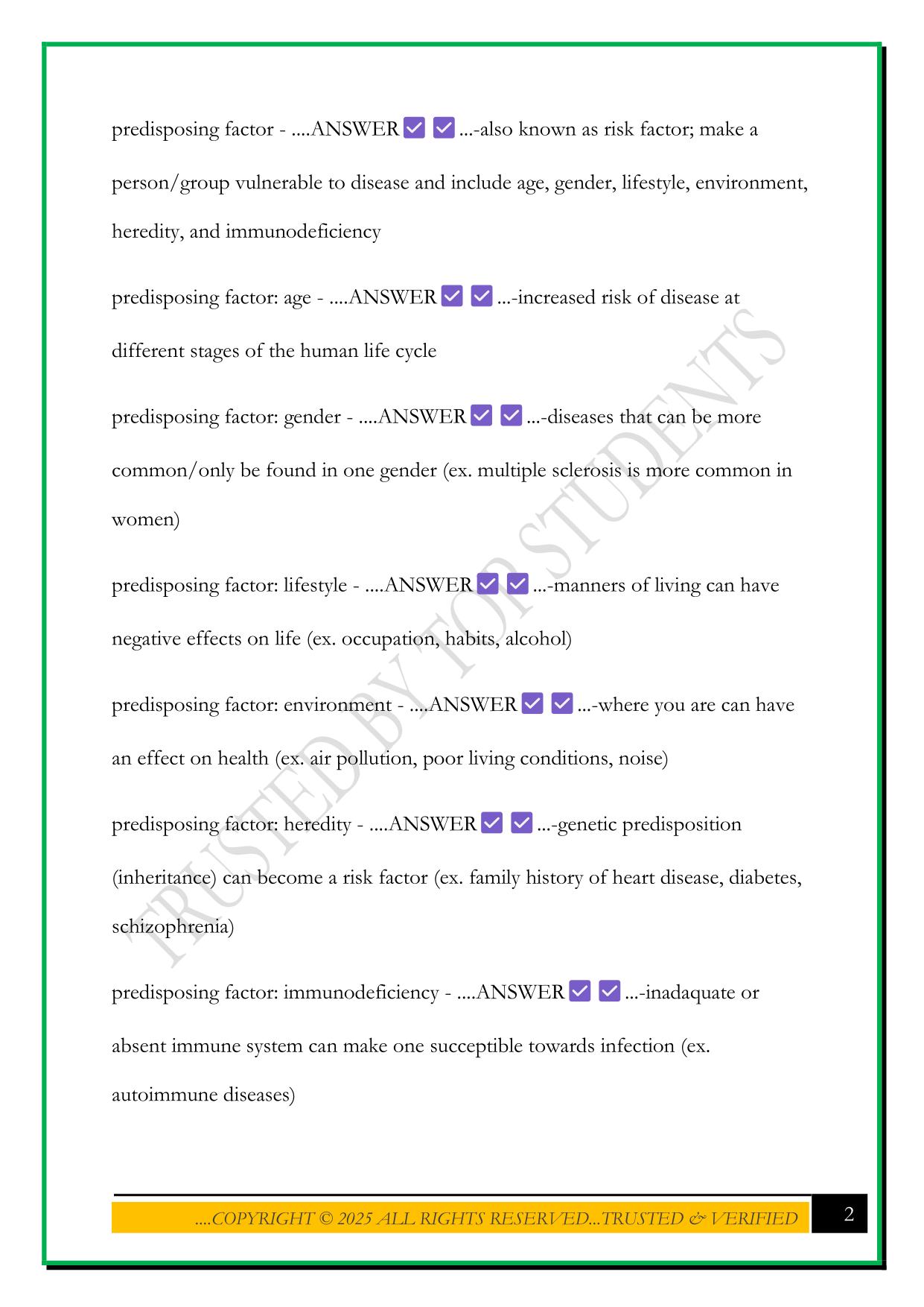 HOSA PATHOPHYSIOLOGY EXAM 2025 QUESTIONS AND ANSWERS