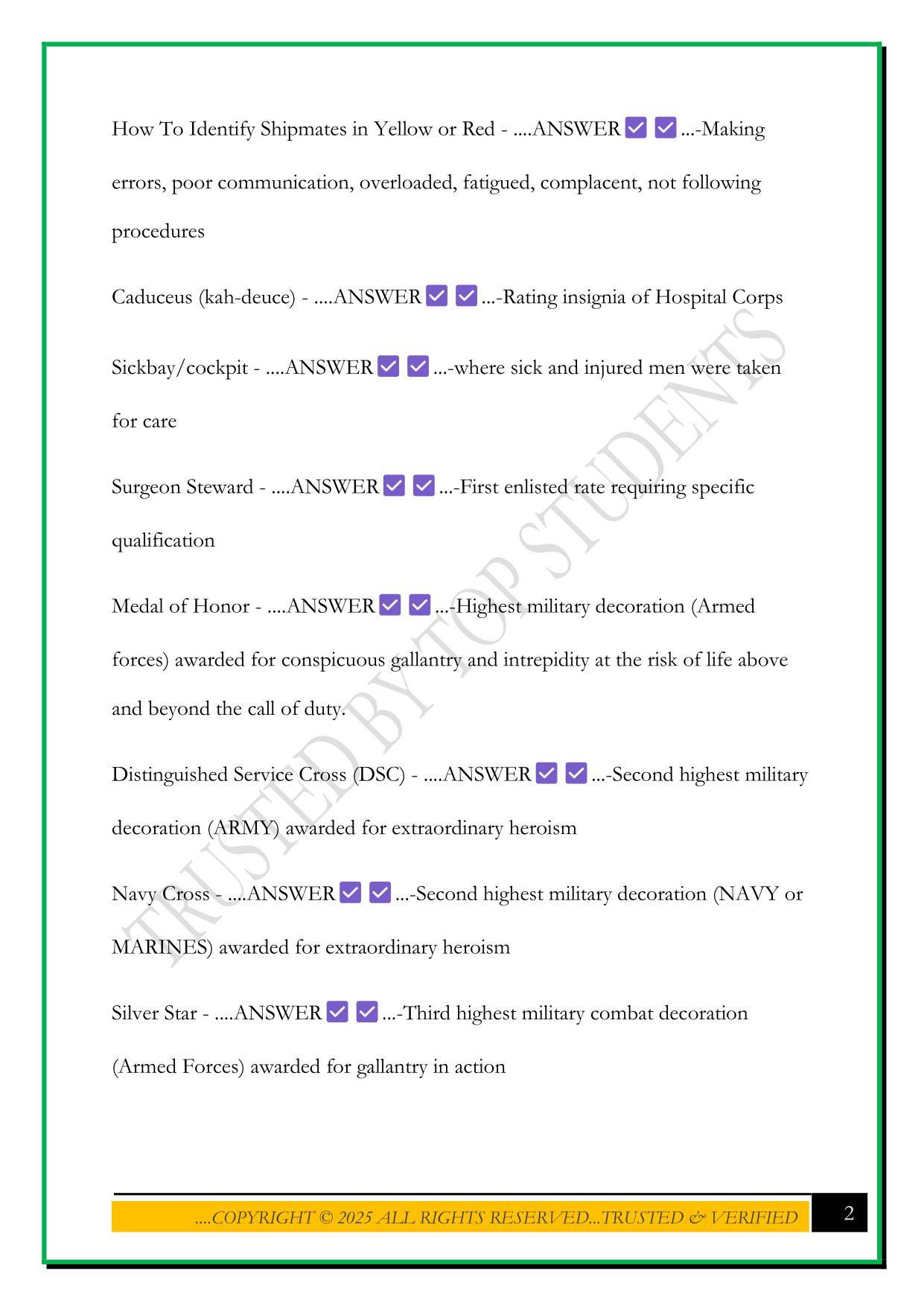 HCB TEST 1 2025 QUESTIONS AND ANSWERS