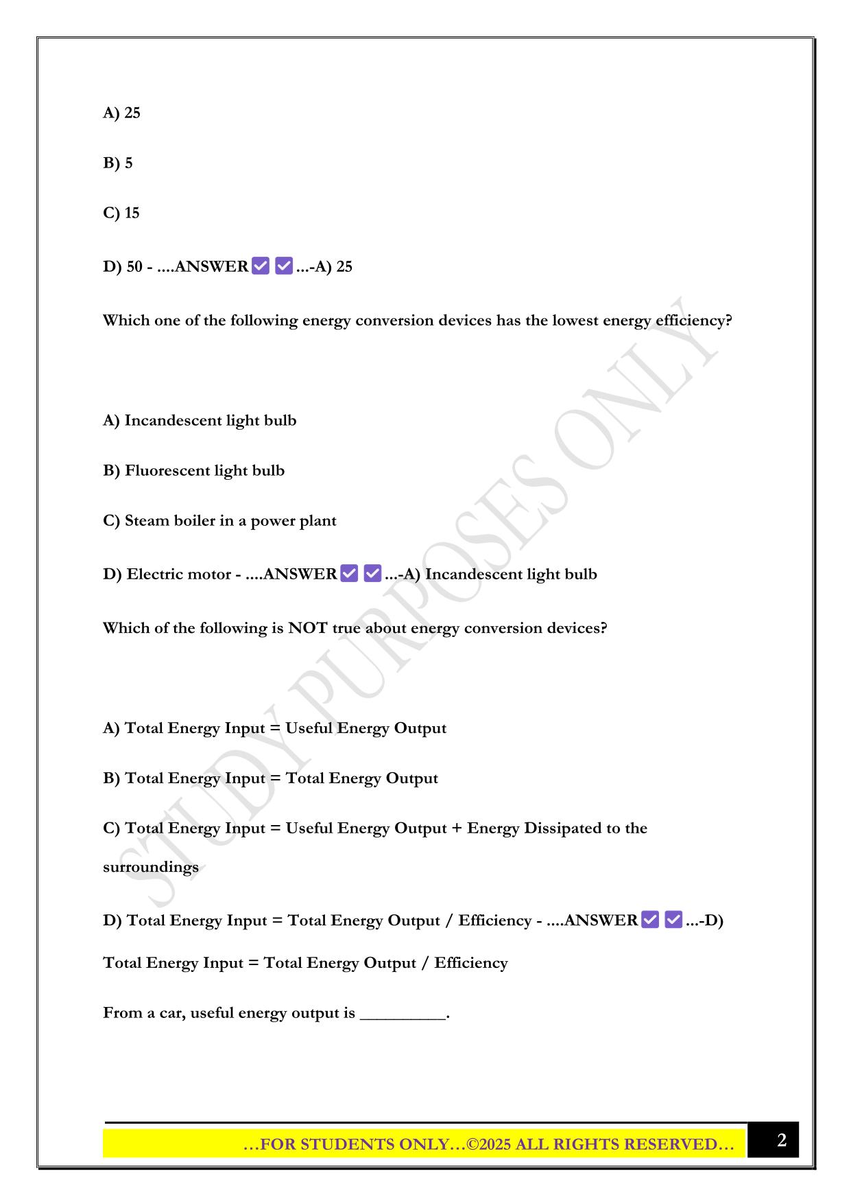 EGEE Exam 1 2025 Questions and Answers
