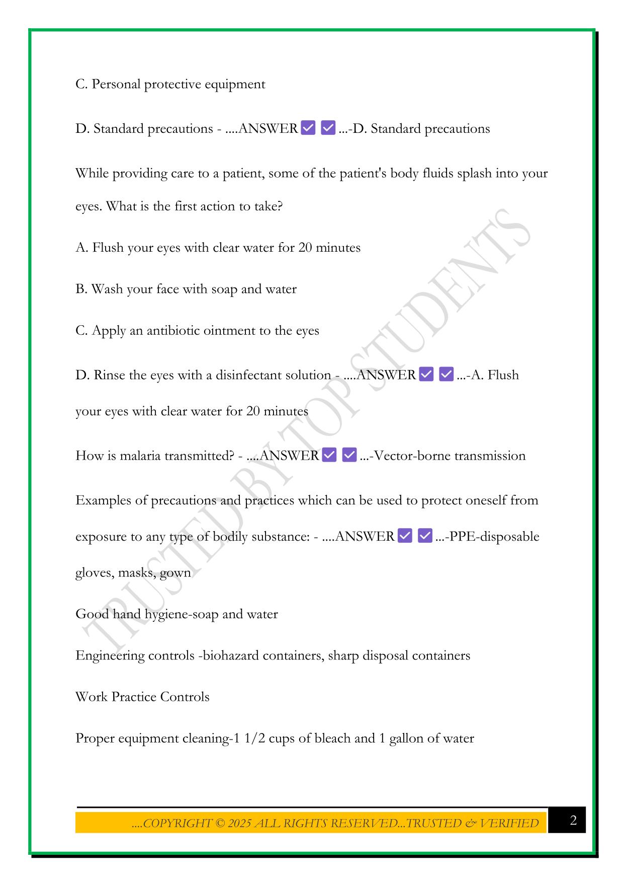 FIRST AID FINAL EXAM 2025 QUESTIONS AND ANSWERS