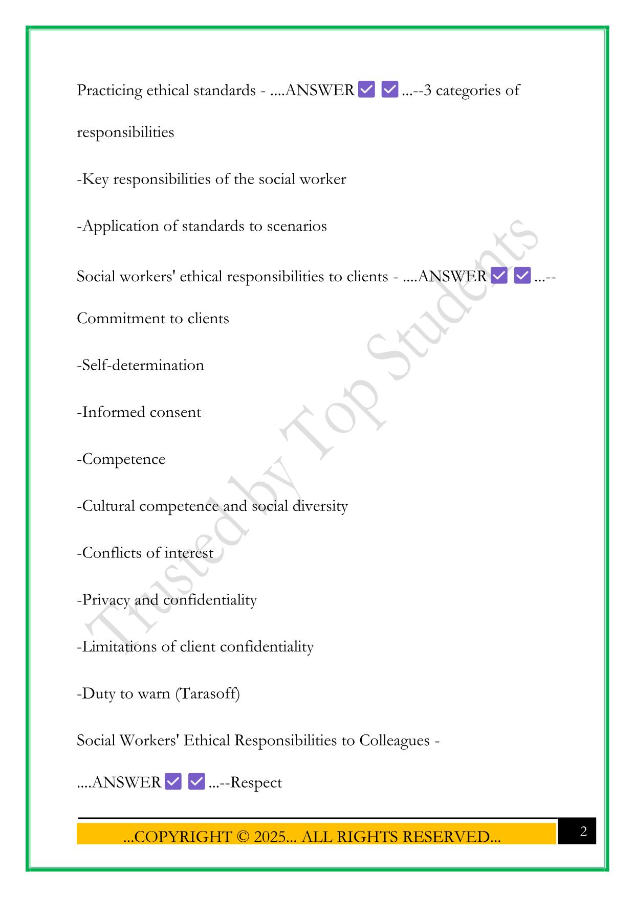 MSW COMPREHENSIVE EXAM 2025 QUESTIONS AND ANSWERS