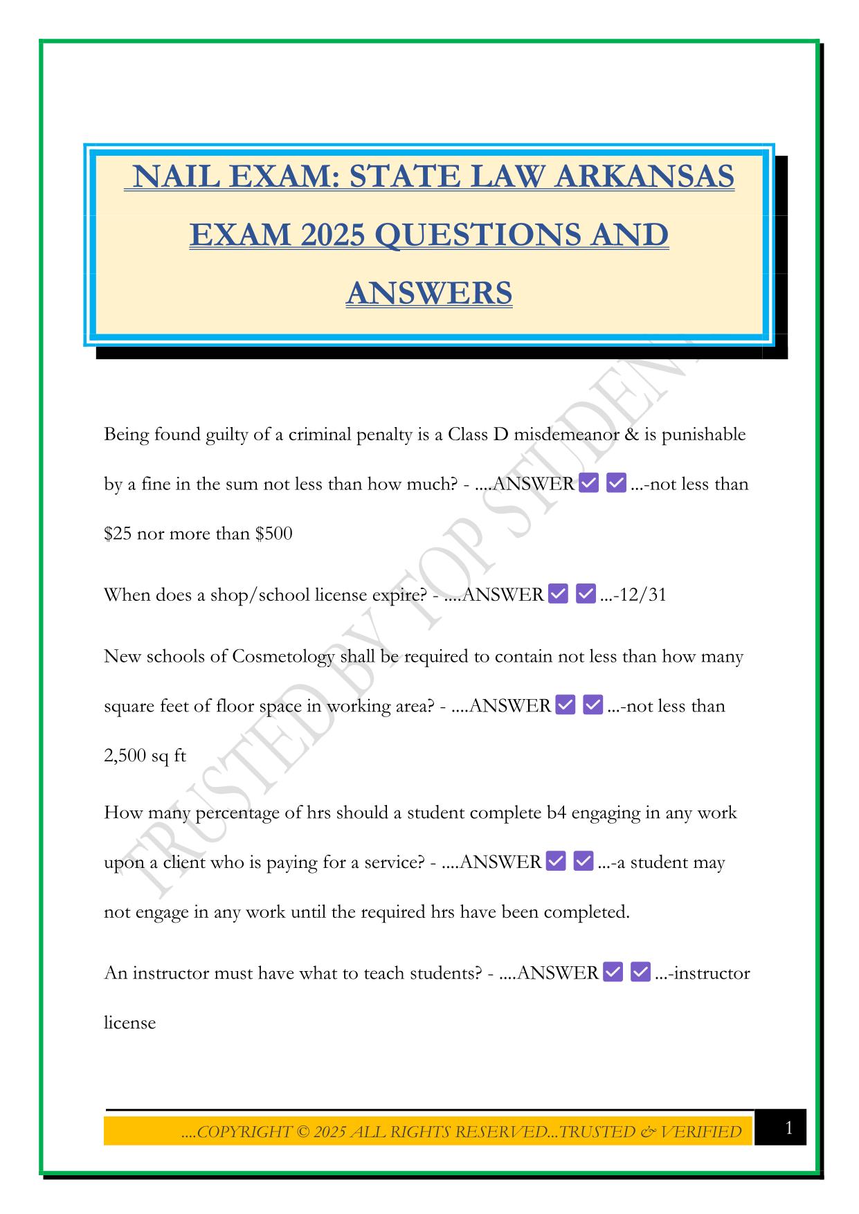 ARKANSAS Bundled Exams Questions and Answers |100% Pass |Verified and Updated 