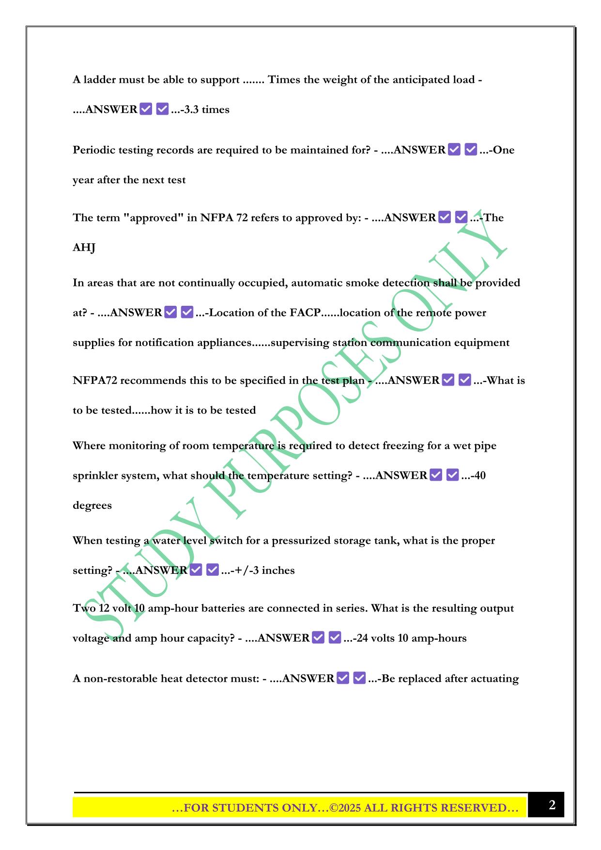NICET Level 1 inspection and Testing Exam 2025 Questions and Answers
