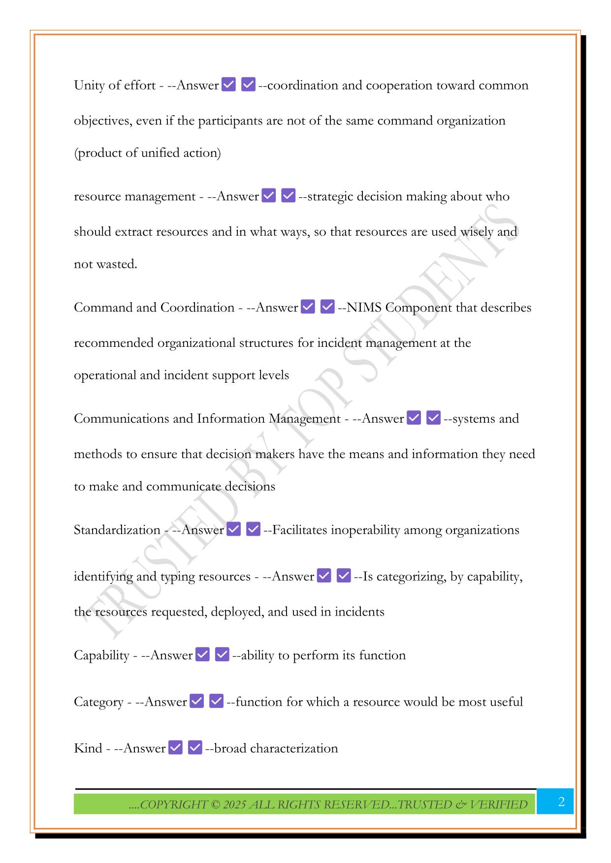 ICS 700 Terminology Exam 2025 Questions and Answers