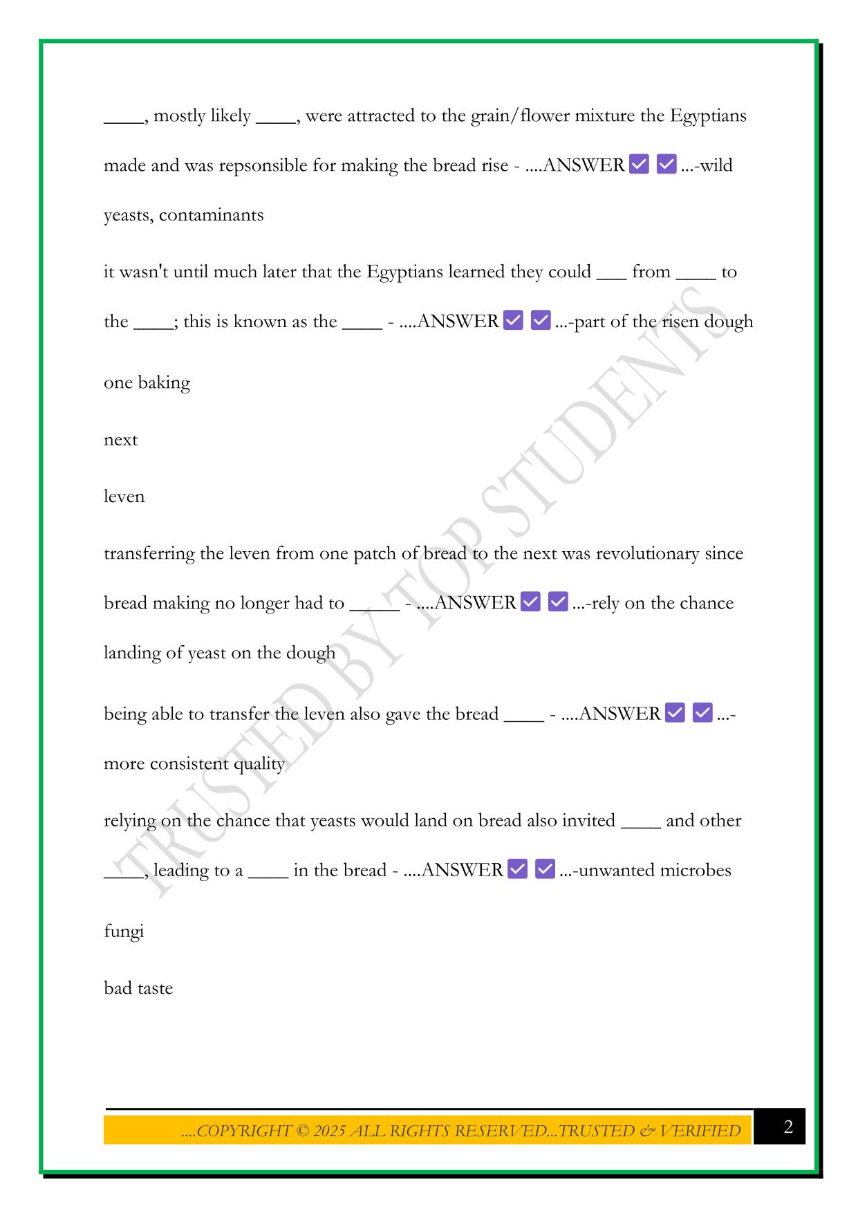 BESC 204 - FUNGI IN FOOD AND OTHER USES EXAM 2025 QUESTIONS AND ANSWERS