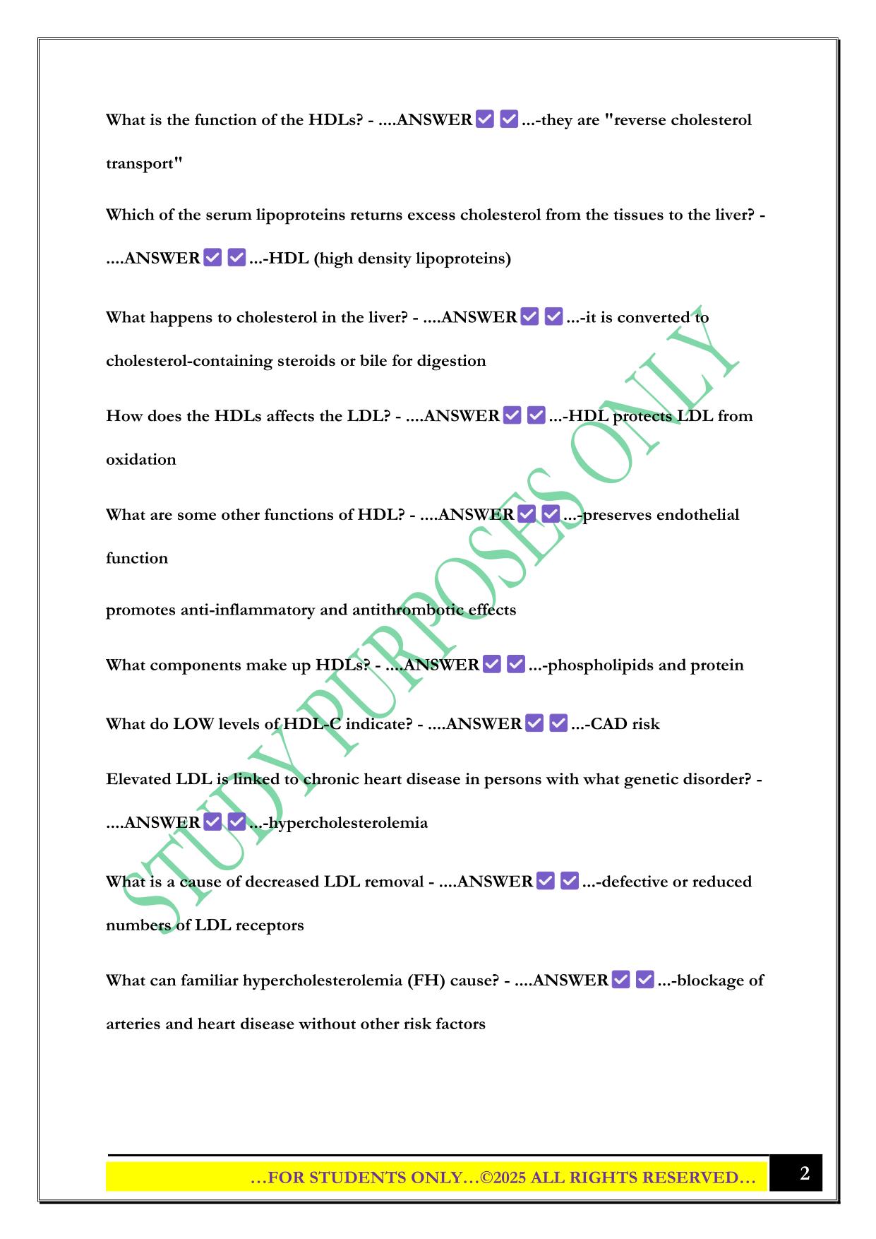 NSG 533 - Module 8 Hypertension and Artherosclerosis Exam 2025 Questions and Answers
