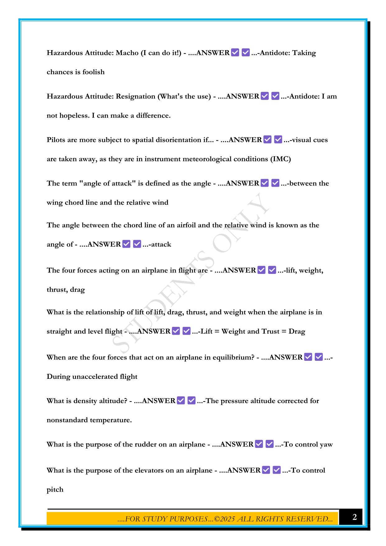 PRIVATE PILOT GROUND FINAL EXAM 2025 QUESTIONS AND ANSWERS