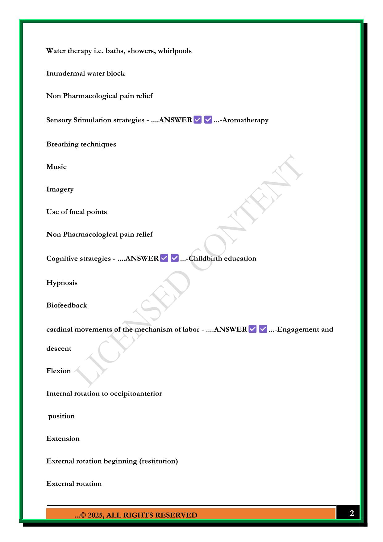 NUR 221 EXAM 2 2025 QUESTIONS AND ANSWERS