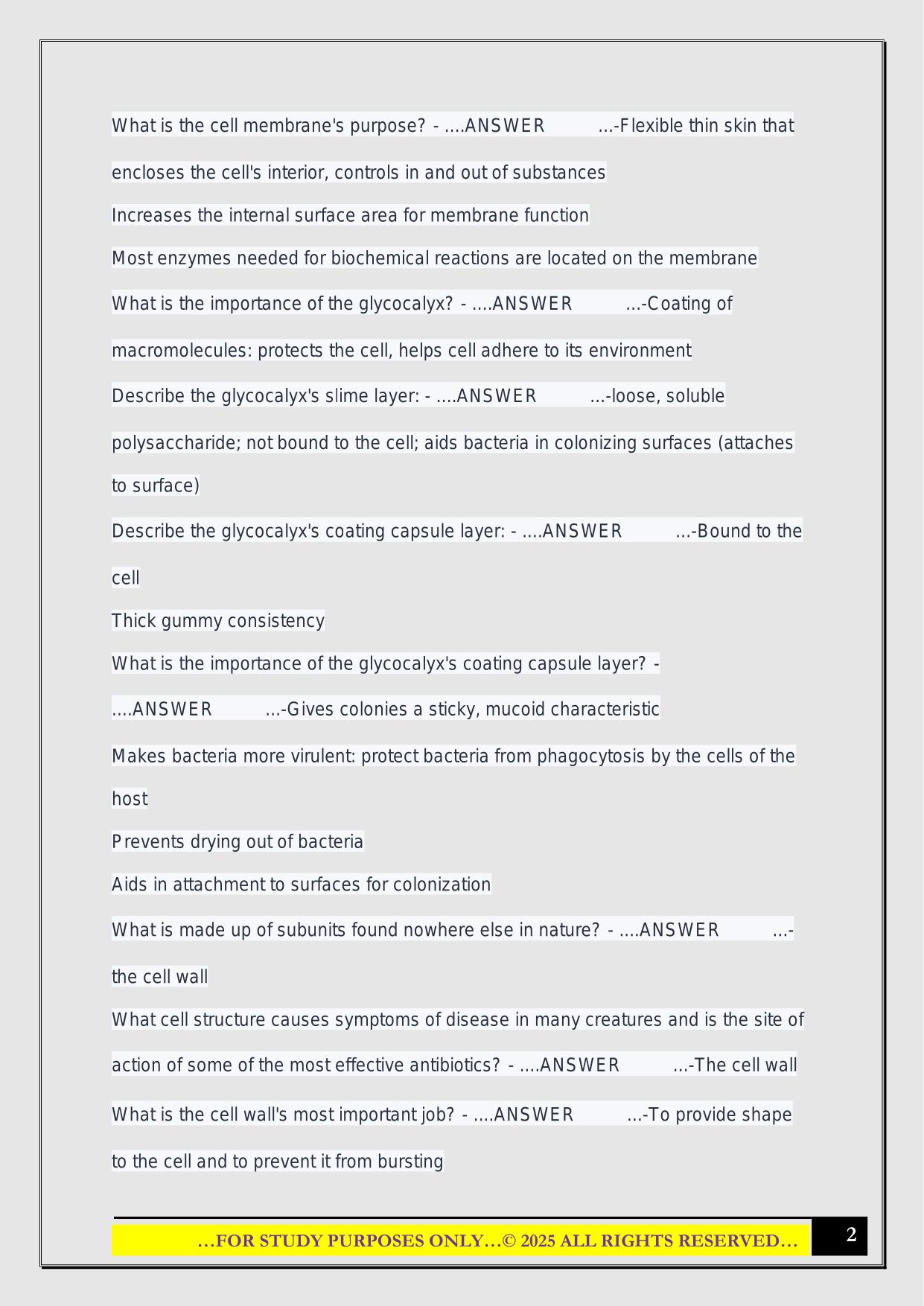 IUPUI Microbiology Davidson Exam 1 2025 Questions and Answers