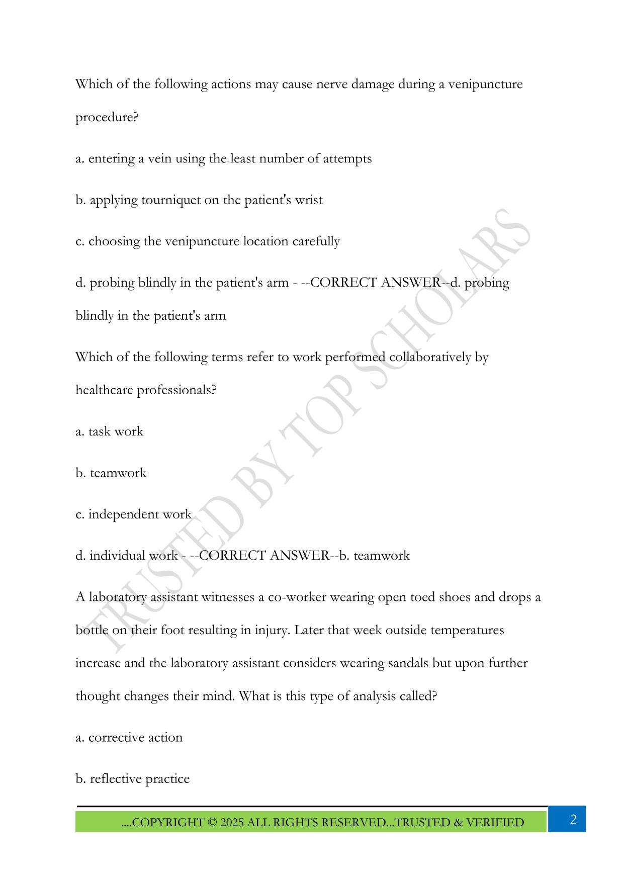CSMLS Study Exam 2025 Questions and Answers