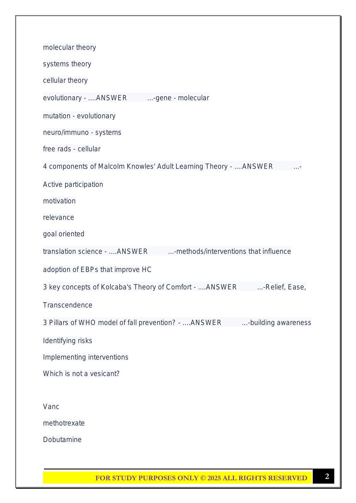 AGCNS exam 2025 Questions and Answers