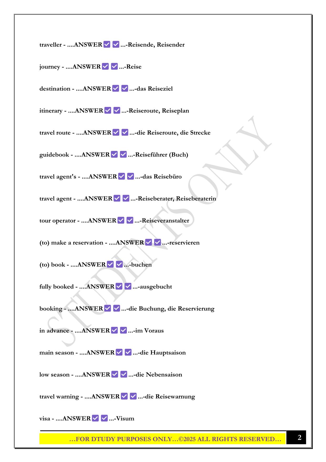 TRAVEL AND TOURISM EXAM 2025 QUESTIONS AND ANSWERS