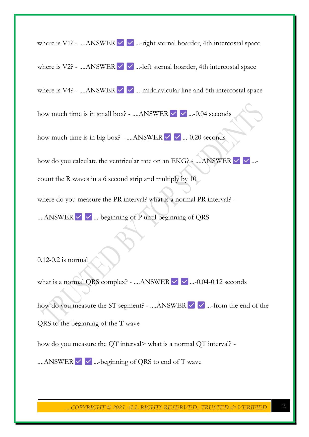 UCLA HEALTH EKG EXAM 2025 QUESTIONS AND ANSWERS