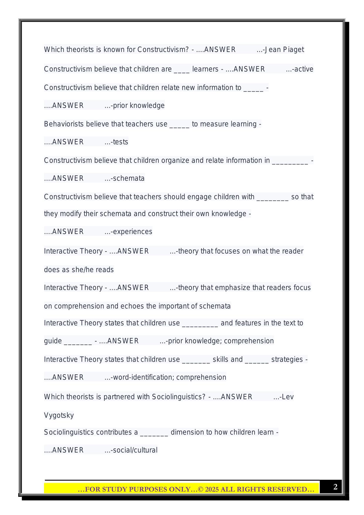 ELED - Exam 1 2025 Questions and Answers