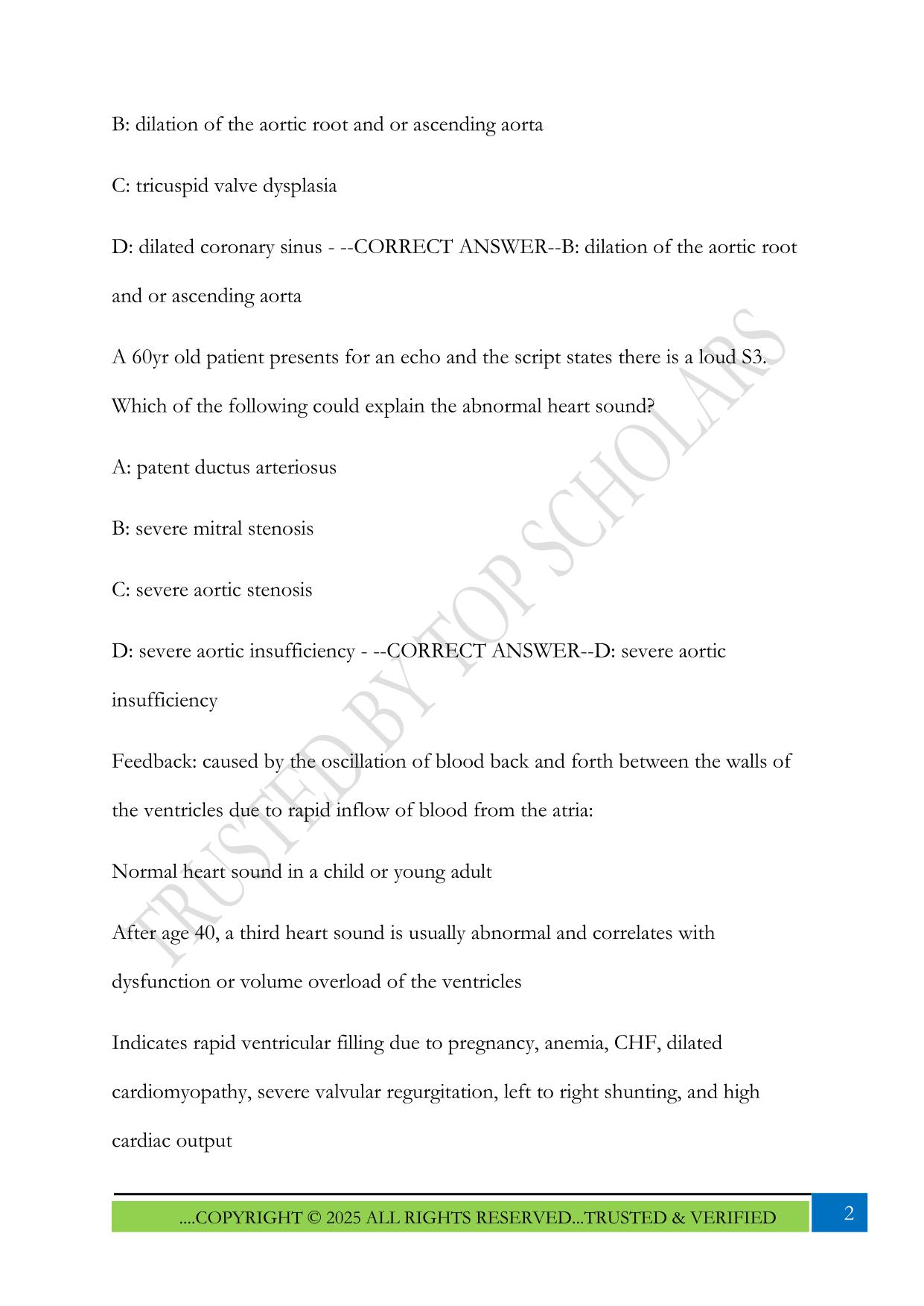 CCI Adult Echo CTL Evaluate Findings Pt 3 Exam 2025 Questions and Answers