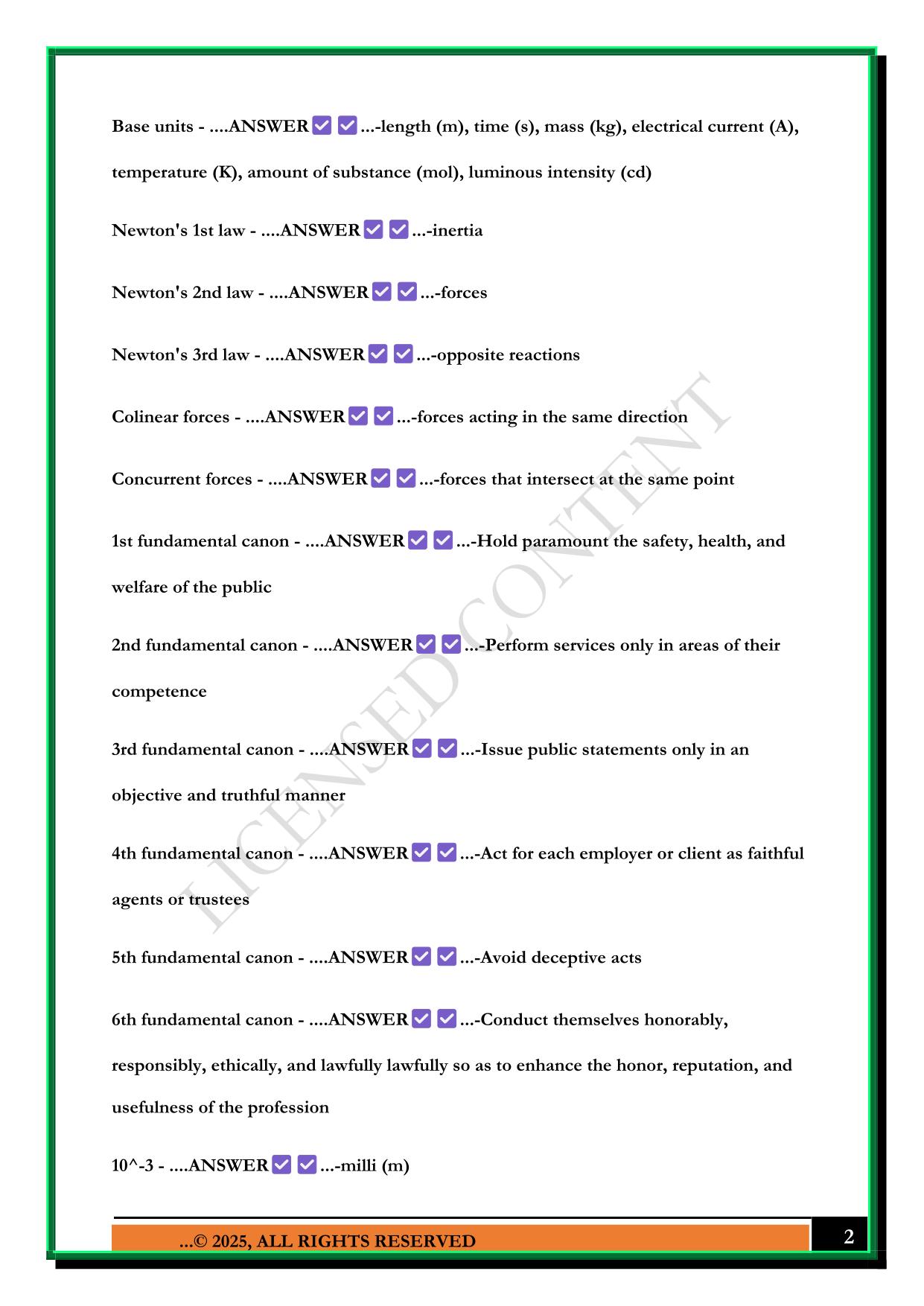ENGINEERING FUNDAMENTALS FINAL EXAM 2025 QUESTIONS AND ANSWERS