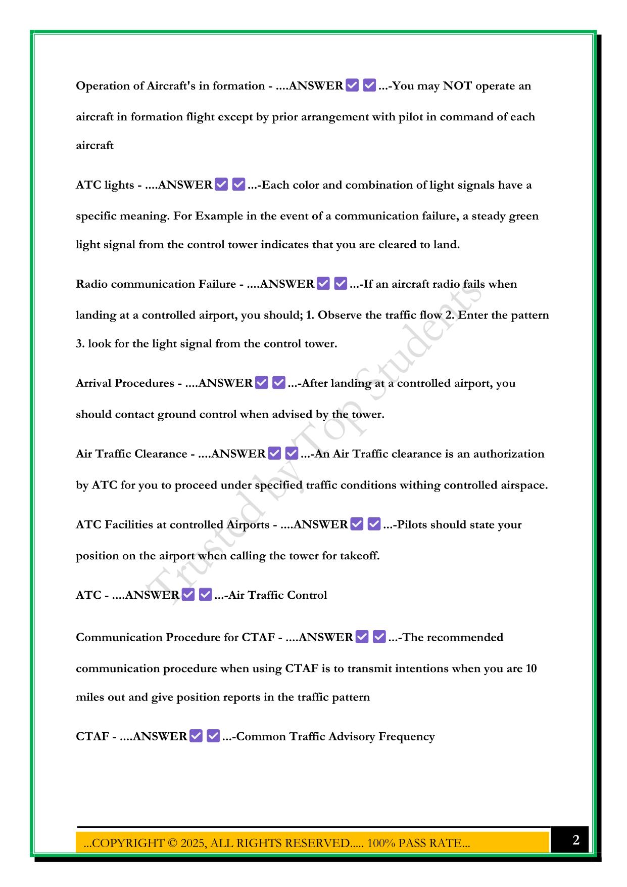 GROUND SCHOOL FAA 1-5 EXAM 2025 QUESTIONS AND ANSWERS