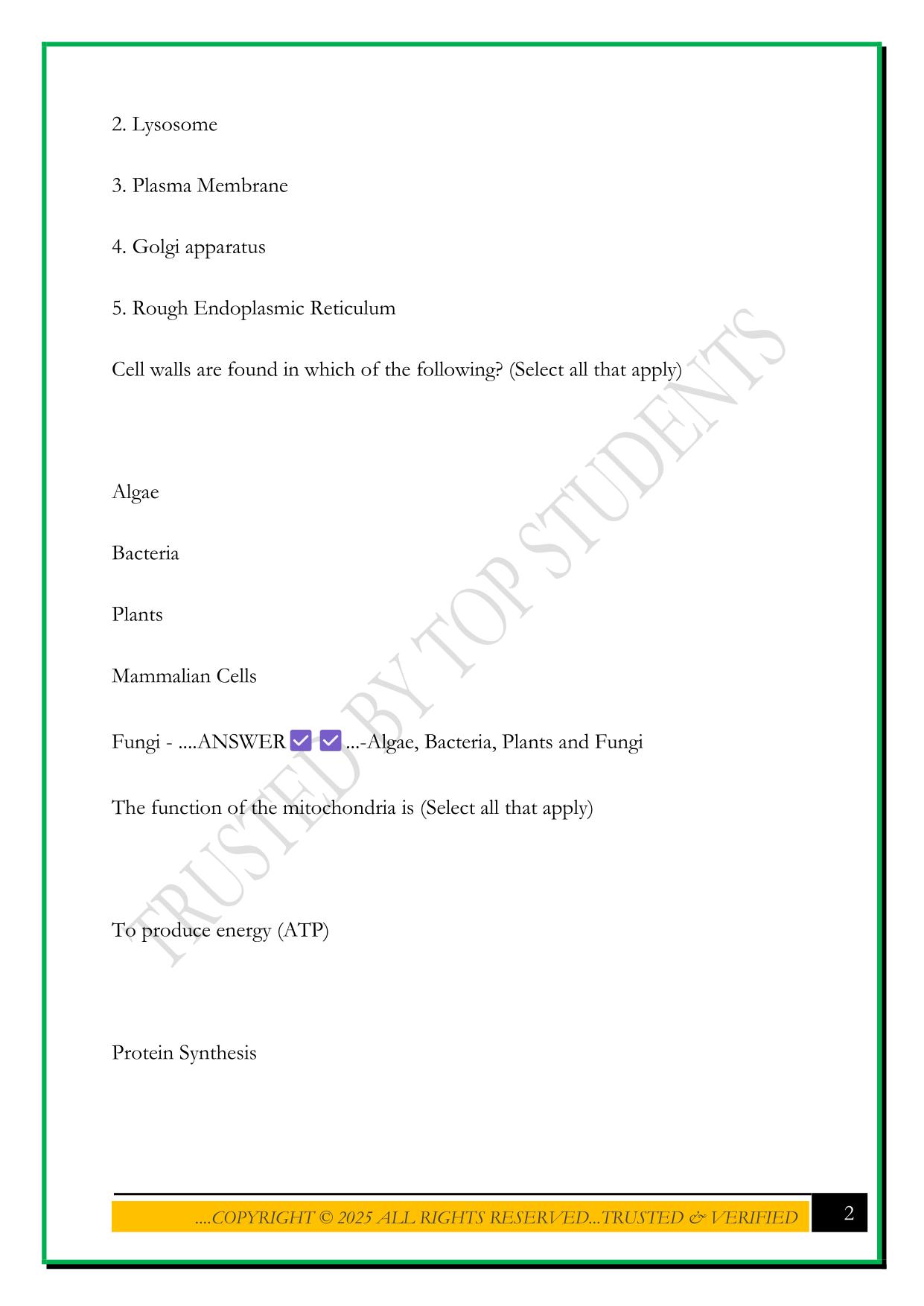 BIOD 171 PORTAGE LEARNING FINAL EXAM QUESTIONS WITH CORRECT ANSWERS