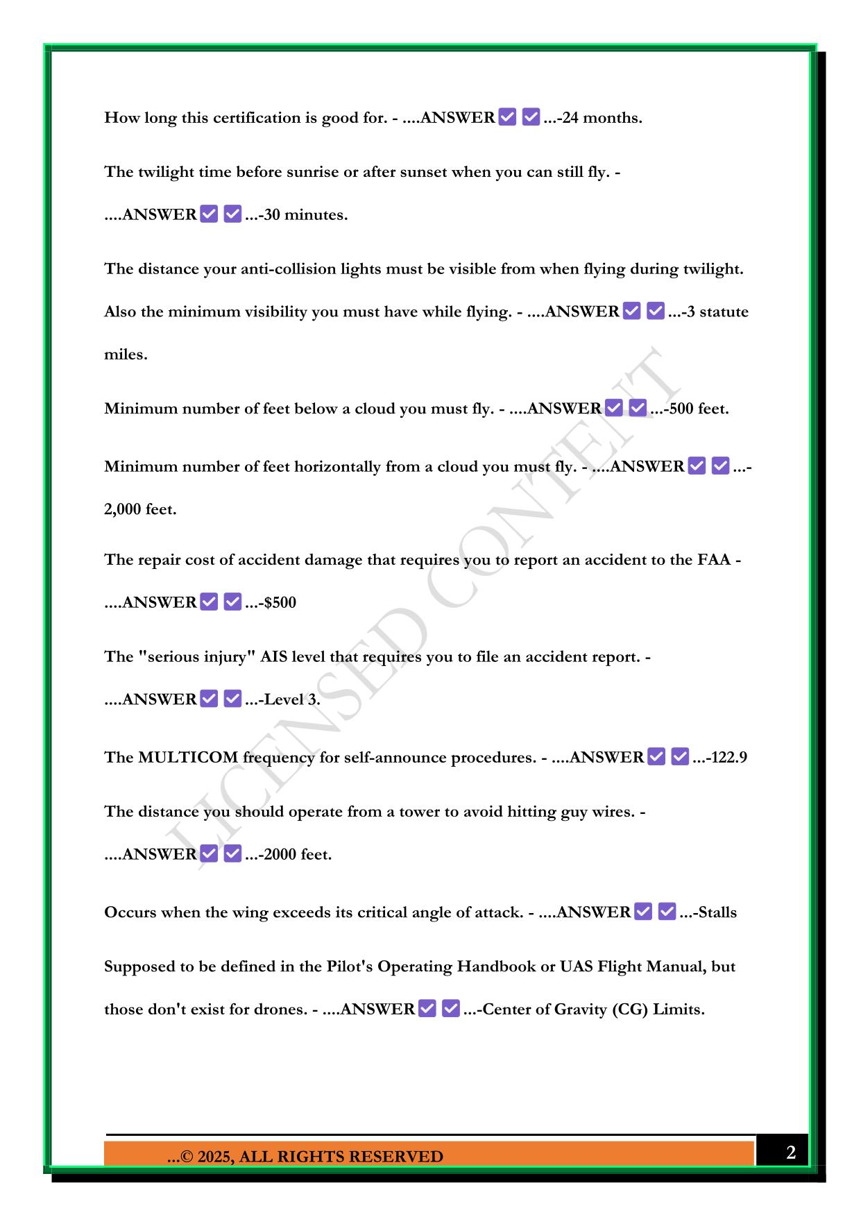 FAA PART 107 EXAM 2025 QUESTIONS AND ANSWERS