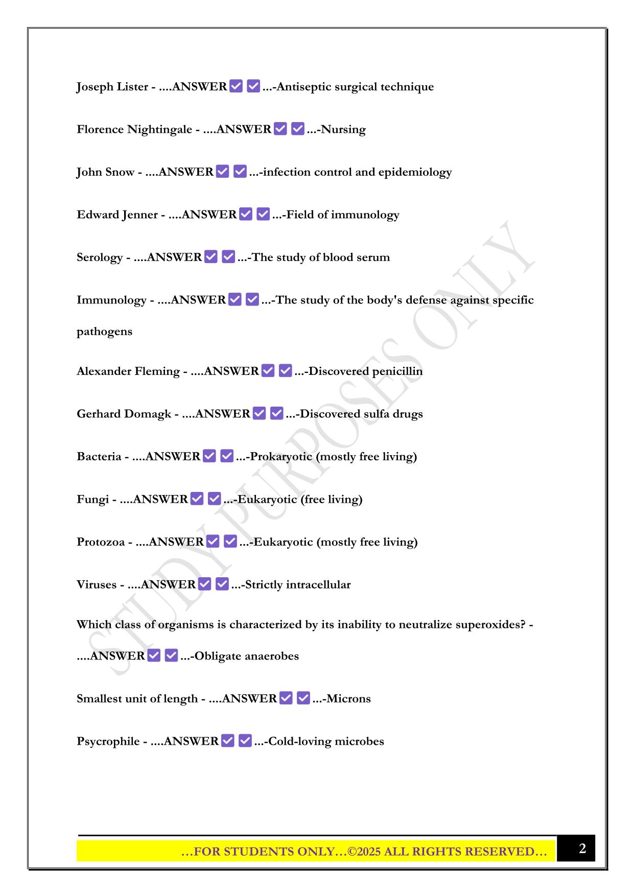 IUPUI Microbiology Exam 1 2025 Questions and Answers