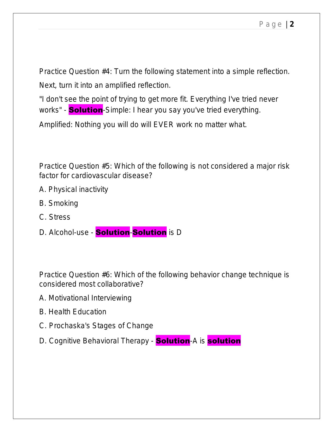 HEALTH & WELLNESS COACHING EXAM TEST PREP PRACTICE 2025 QUESTIONS AND ANSWERS.