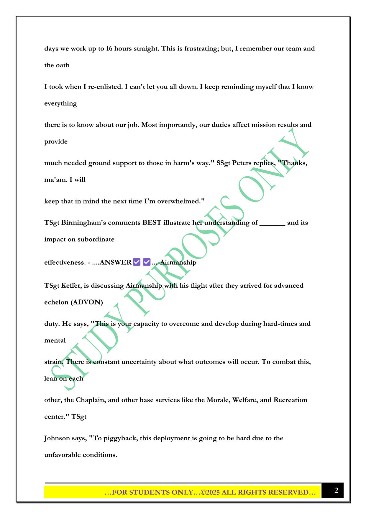 NCOA DL EXAM 2025 QUESTIONS AND ANSWERS