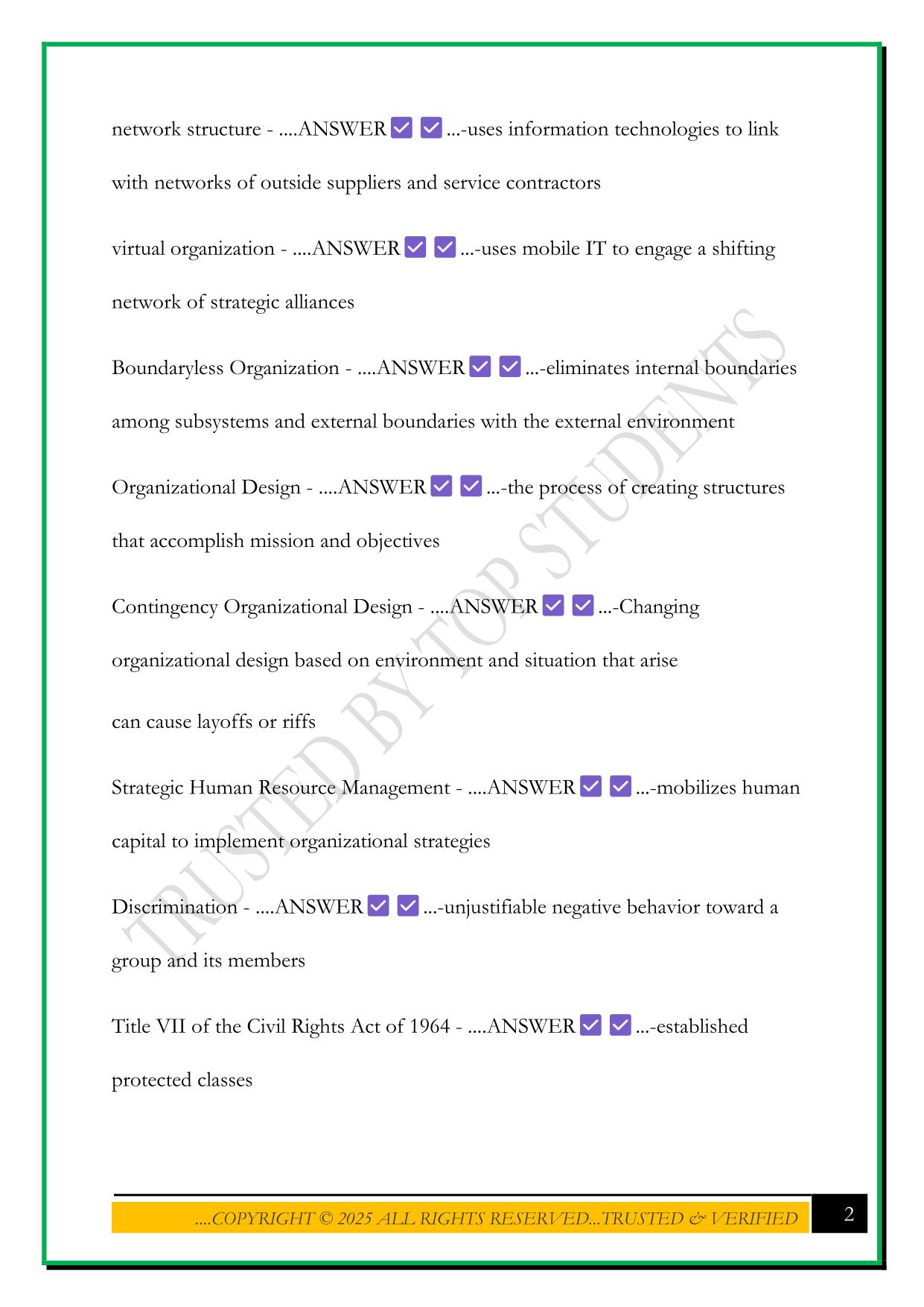 MGT 202 FINAL EXAM 2025 QUESTIONS AND ANSWERS