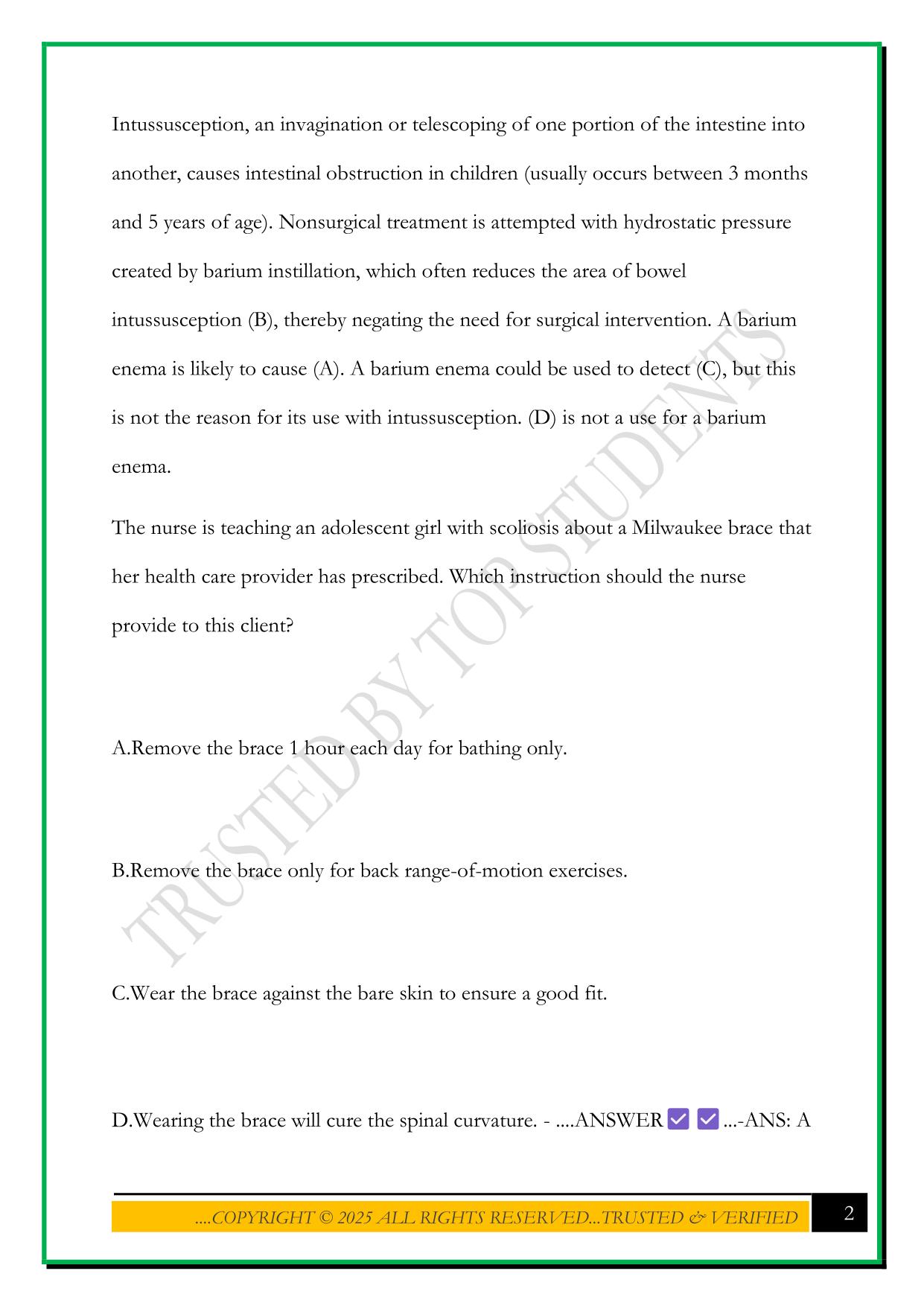 PEDIATRIC HESI PRACTICE QUESTIONS 2025 WITH CORRECT ANSWERS