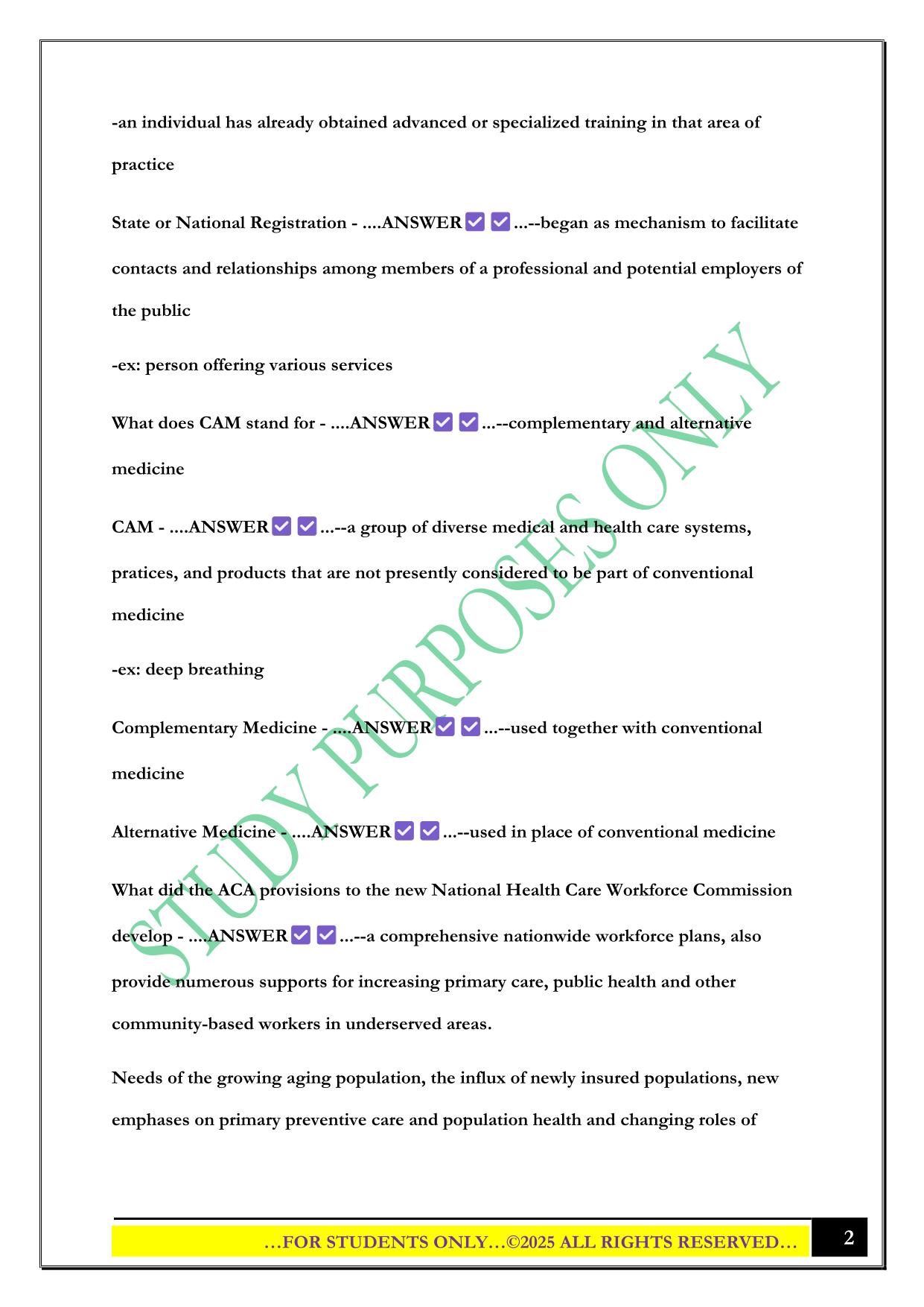 US Health Care Systems Chapter 7, 8, 9 Exam 2025 Questions and Answers