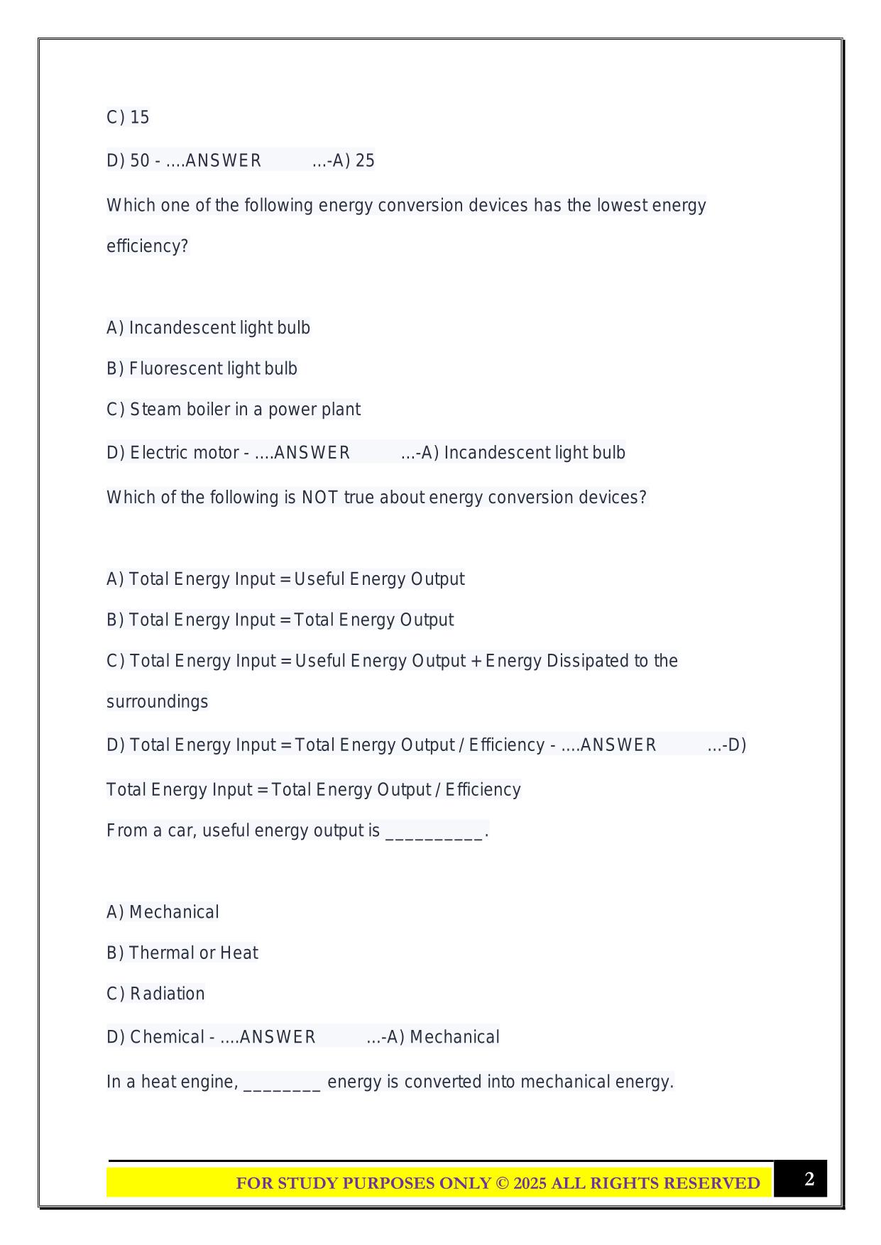EGEE Exam 1 2025 Questions and Answers