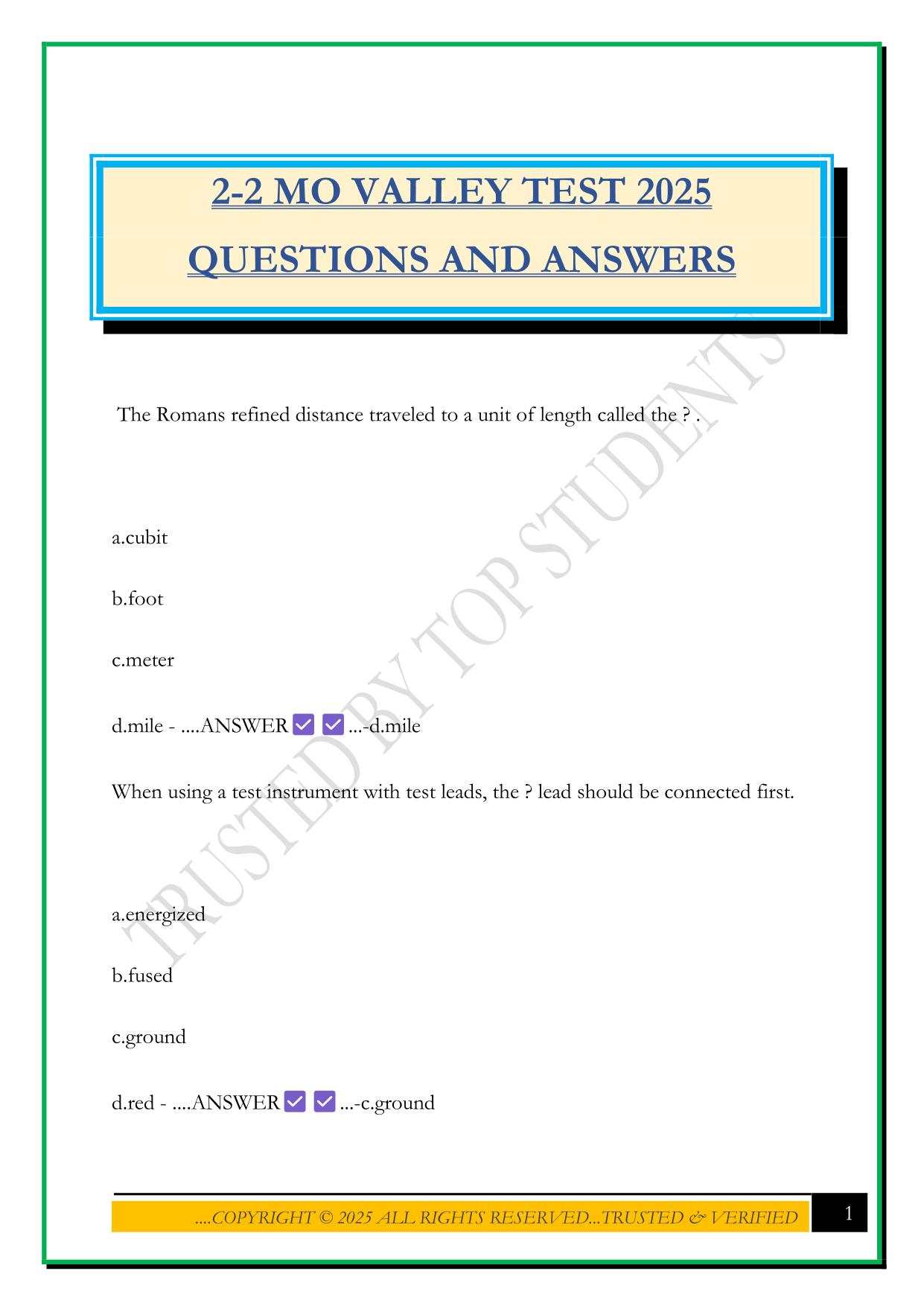 2-2 MO VALLEY TEST 2025 QUESTIONS AND ANSWERS