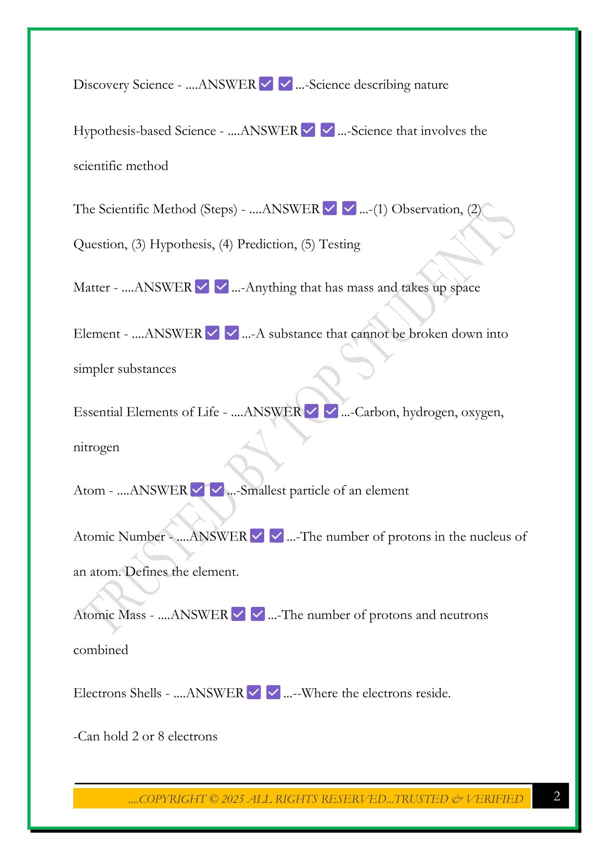BIO 100 EXAM 1 SBCC 2025 QUESTIONS AND ANSWERS