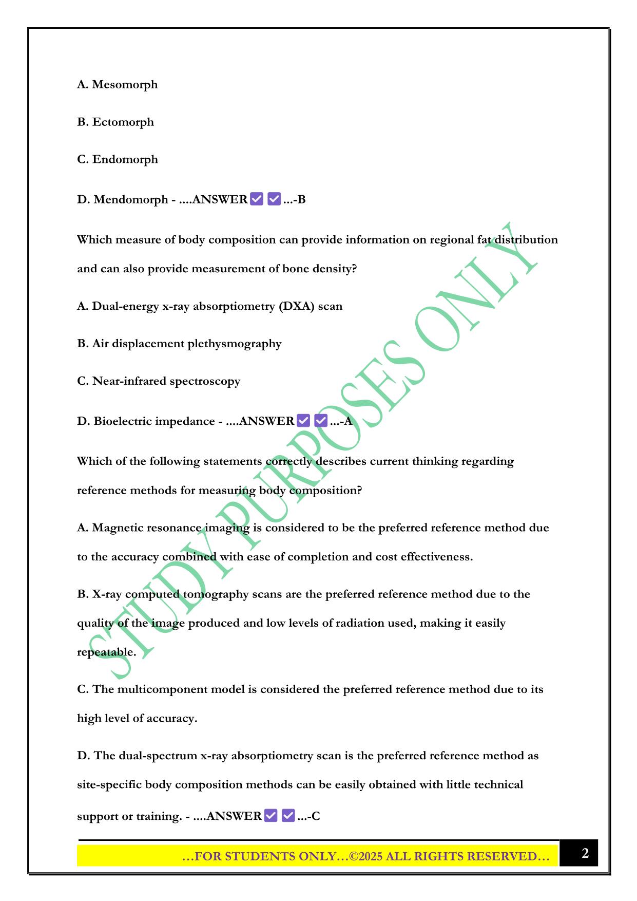 Chapter 11 Nutrition and Body Composition Coaching and Assessment Exam 2025 Questions and Answers