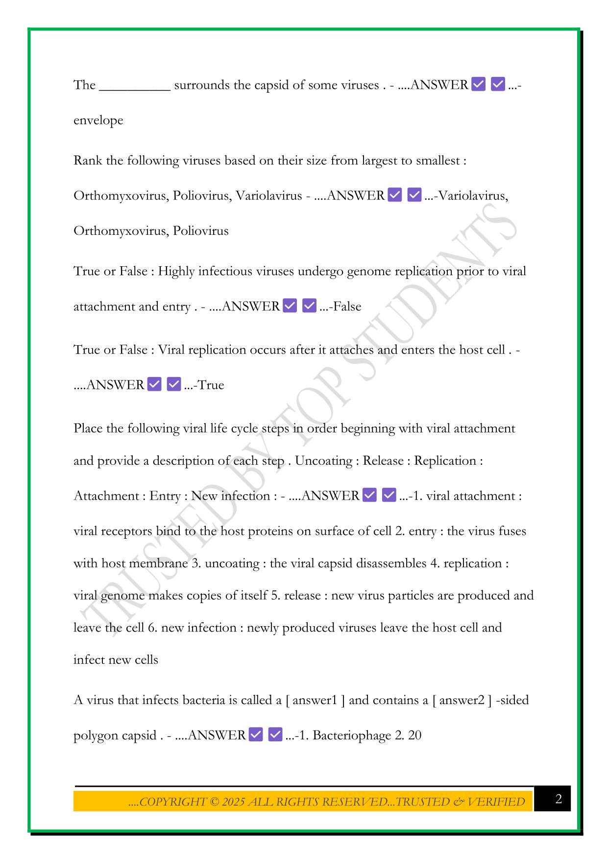 BIOD 171 EXAM 6 2025 QUESTIONS AND ANSWERS
