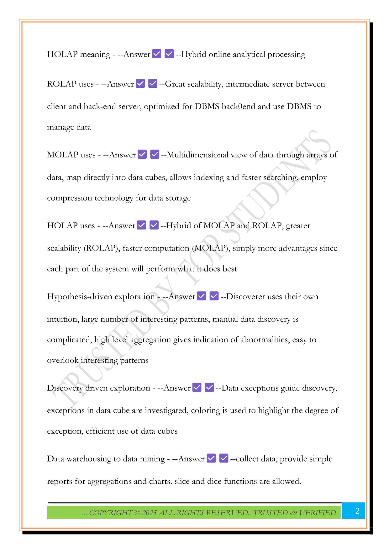 Business Intelligence Final Exam 2025 Questions and Answers