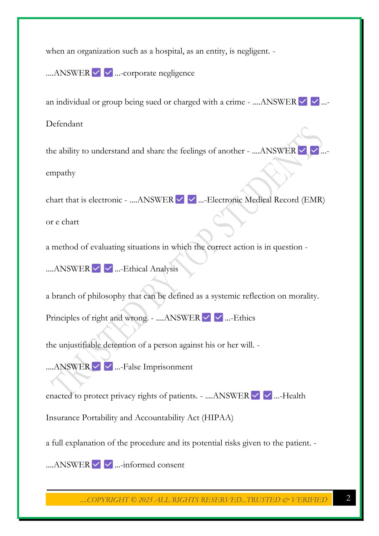LRA 212- MOD 2- WEEK 1 EXAM 2025 QUESTIONS AND ANSWERS