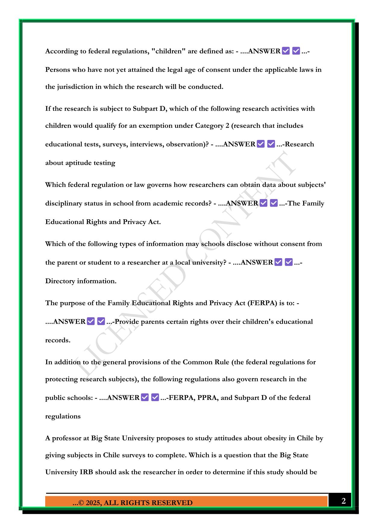 CITI TRAINING EXAM 2025 QUESTIONS AND ANSWERS