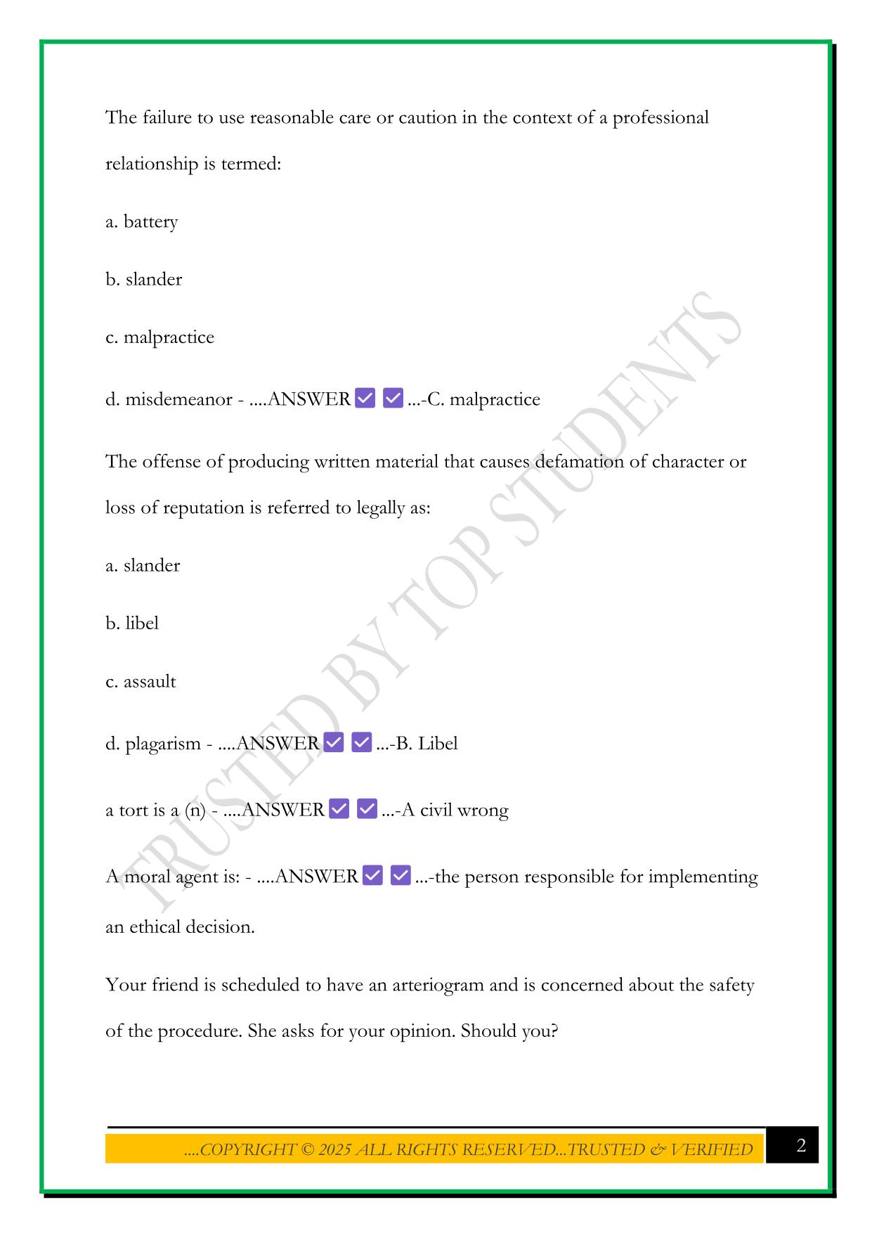 LRA 212 PATIENT CARE EXAM 2025 QUESTIONS AND ANSWERS