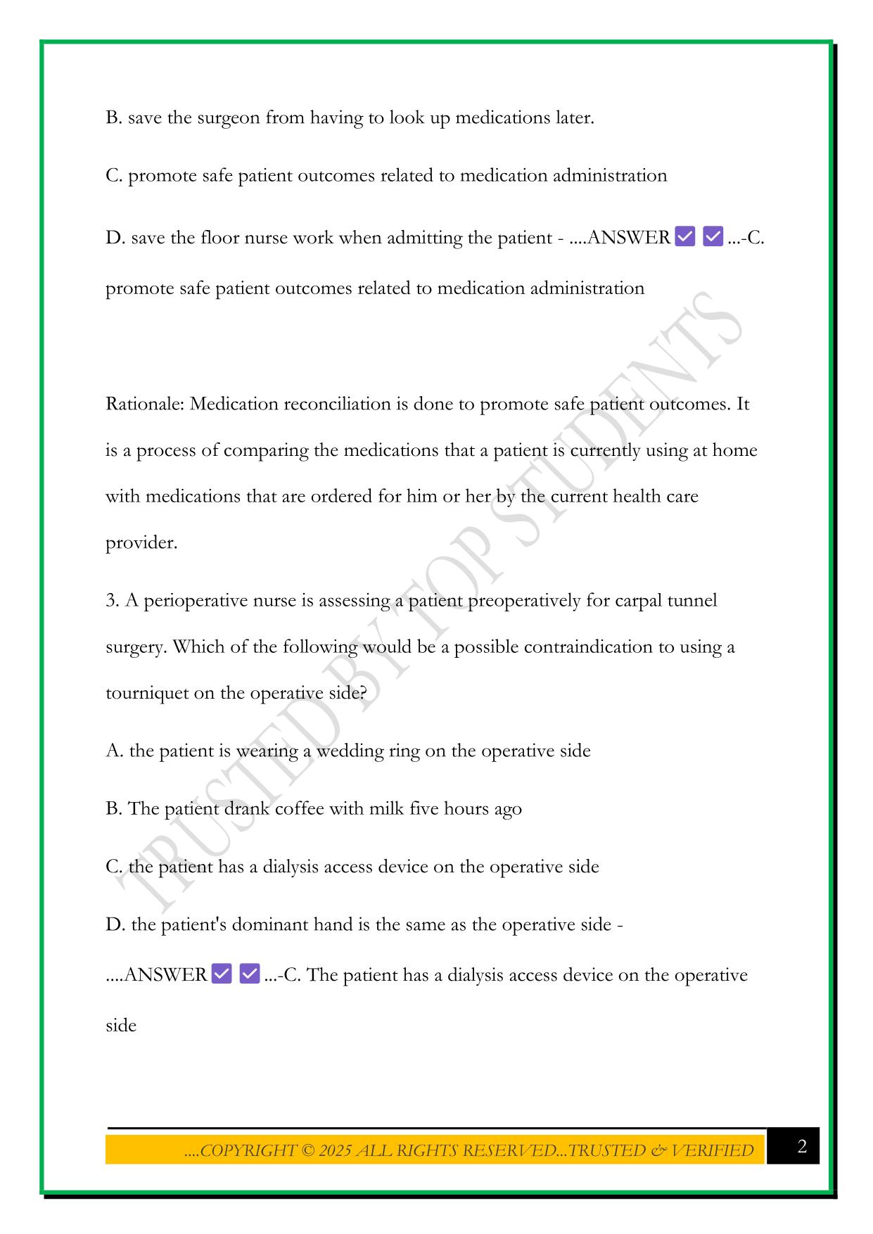 CCI First Edition CNOR Exam Prep Chapters 1-9 Questions 2025 with Correct Answers