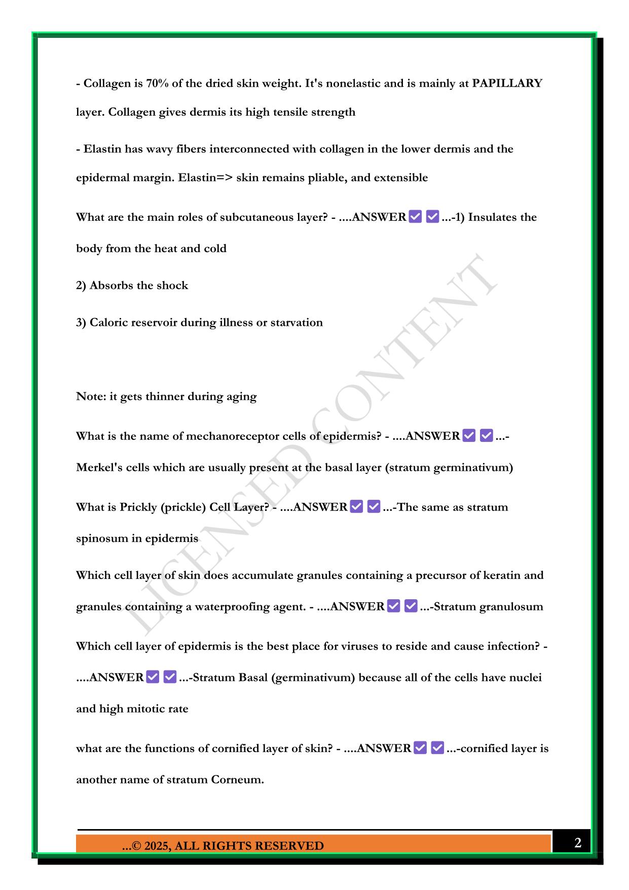 DERMATOLOGY EXAM 2025 QUESTIONS AND ANSWERS